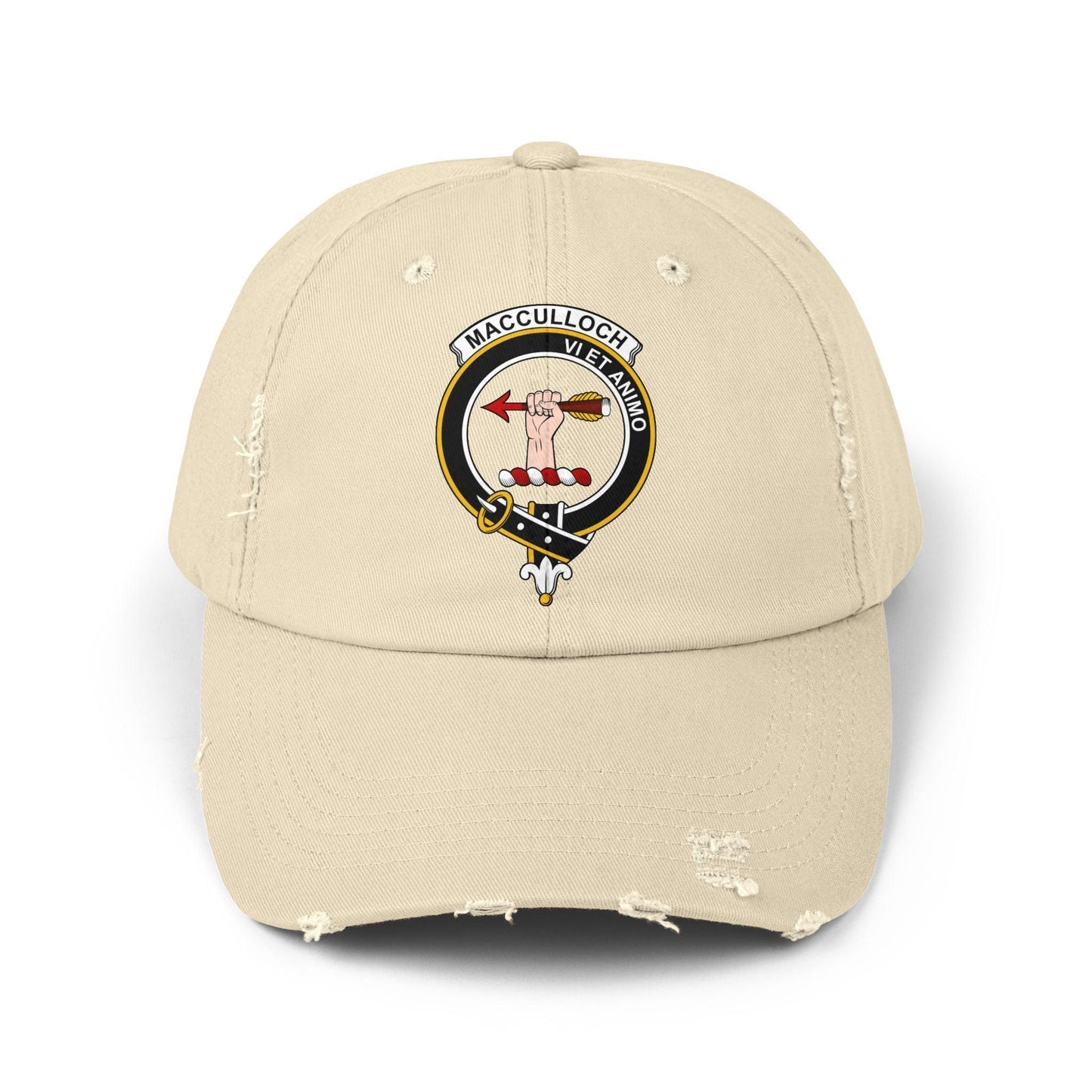 MacCulloch Clan Crest Scottish Distressed Baseball Cap - Celtic Ancestry Gifts