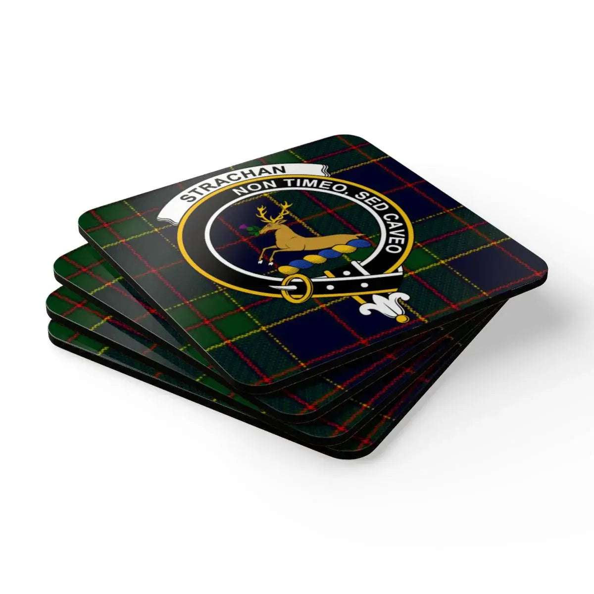 Strachan Non Timeo Sed Caveo Tartan Coasters product type