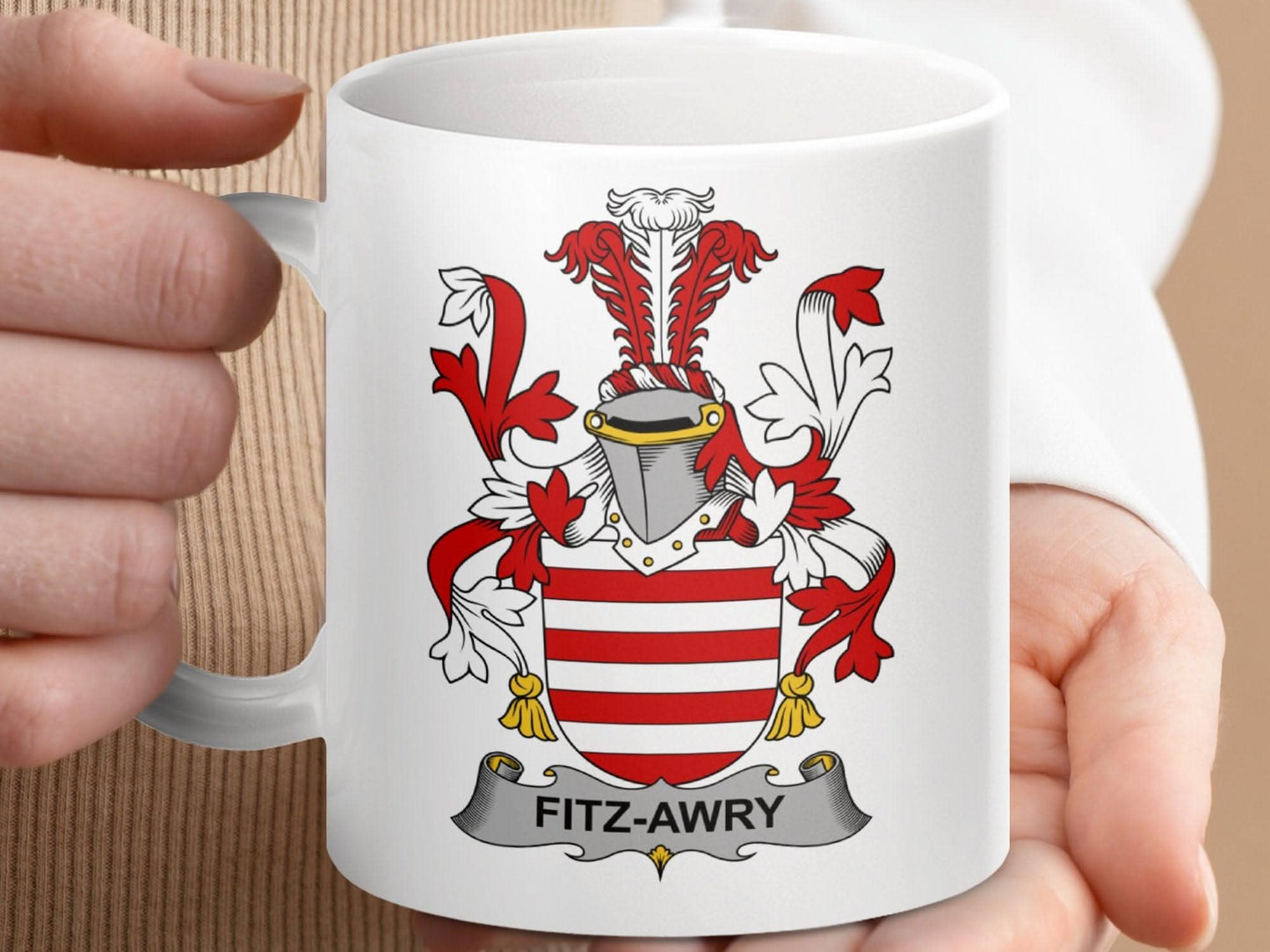Fitz Awry Surname Irish Family Crest Mug - Celtic Ancestry Gifts