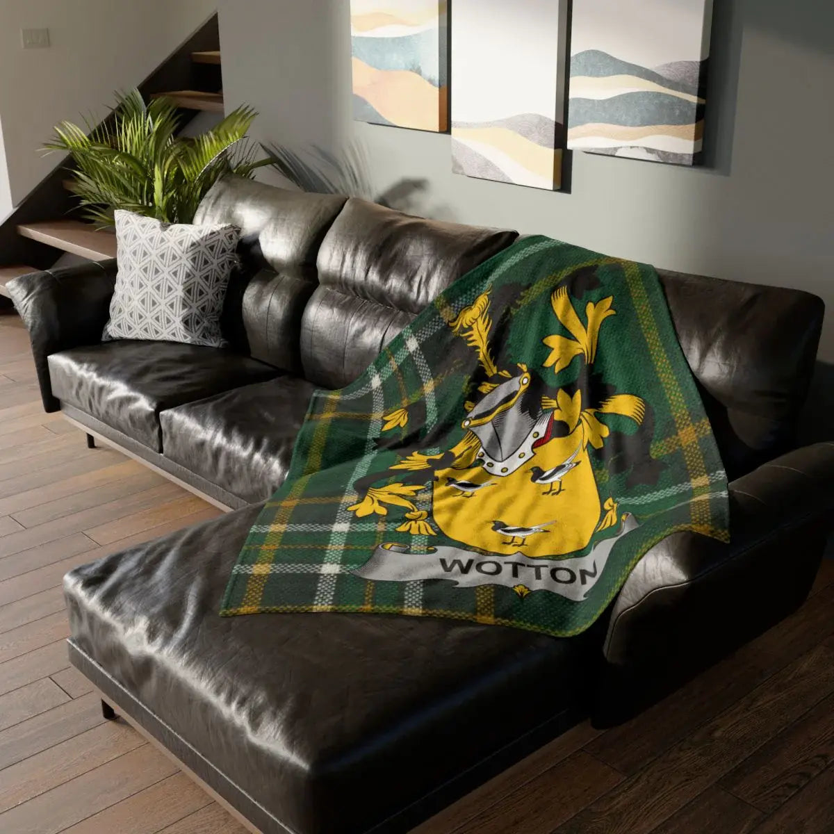 Personalized Wotton Coat of Arms Tartan Blanket product