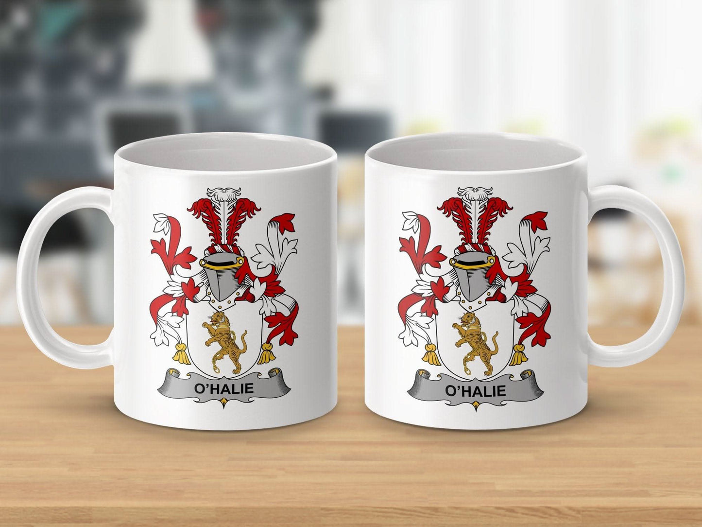 O Halie Irish Surname Family Crest Shield Design Mug - Celtic Ancestry Gifts