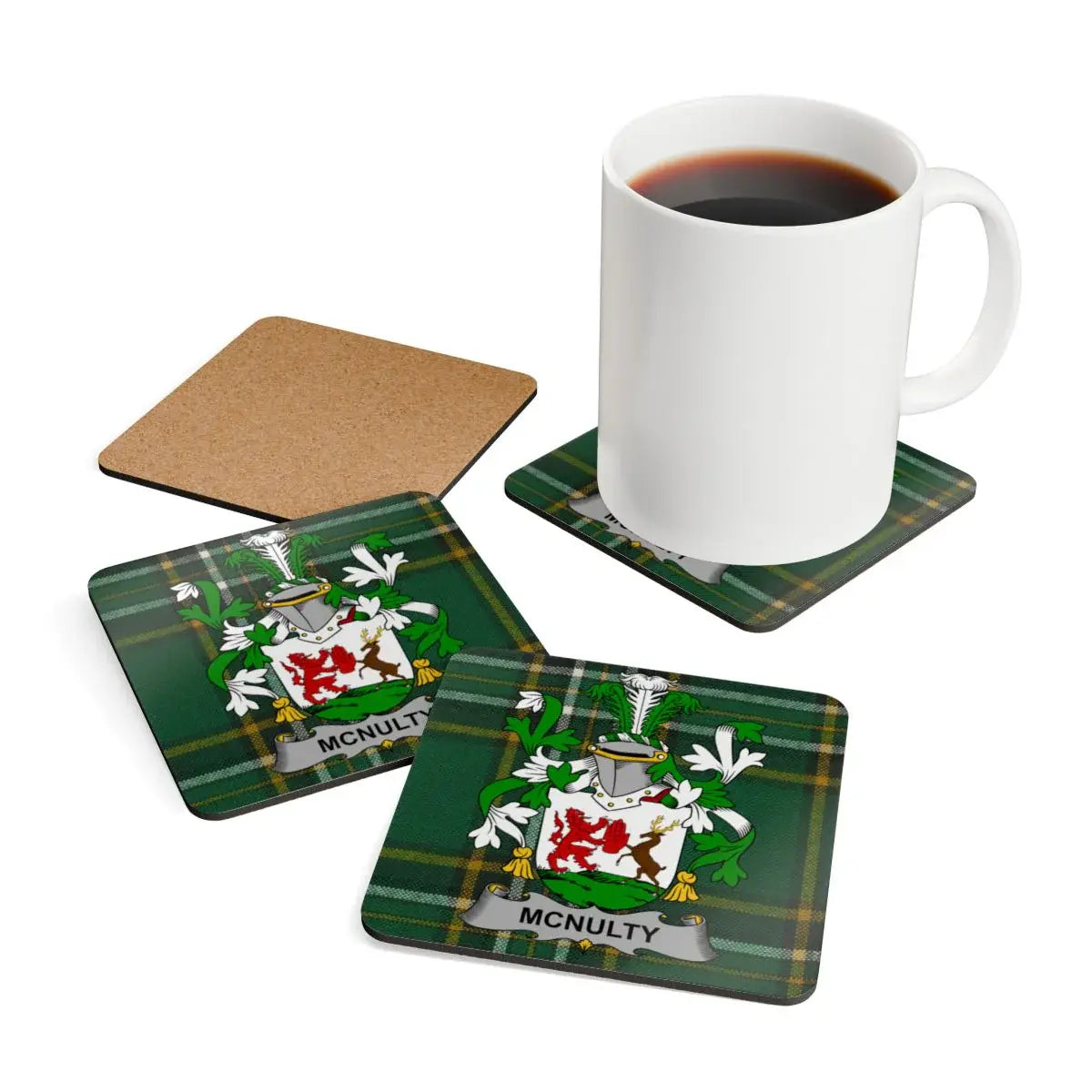 McNulty Family Crest Plaid Pattern Coasters product type