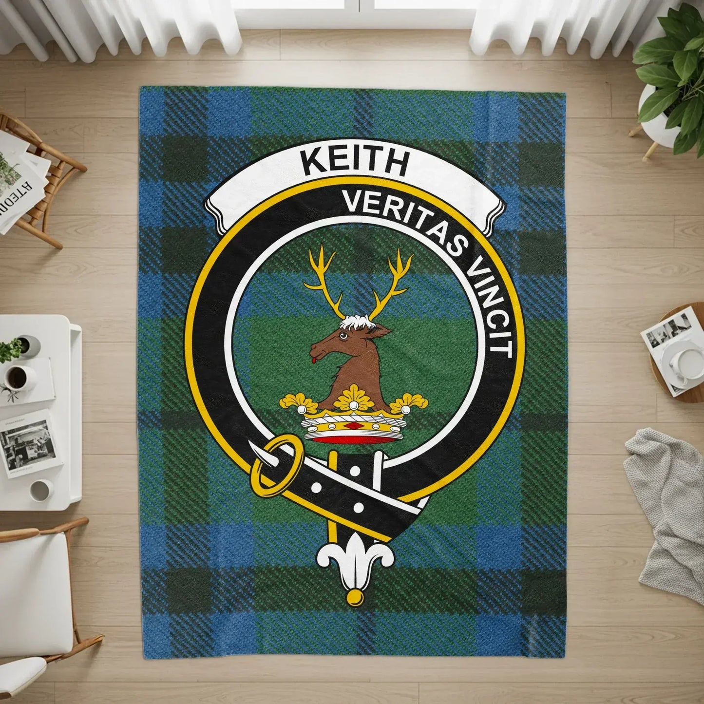 Scottish Keith Veritas Vincit Crest Plaid Rug product