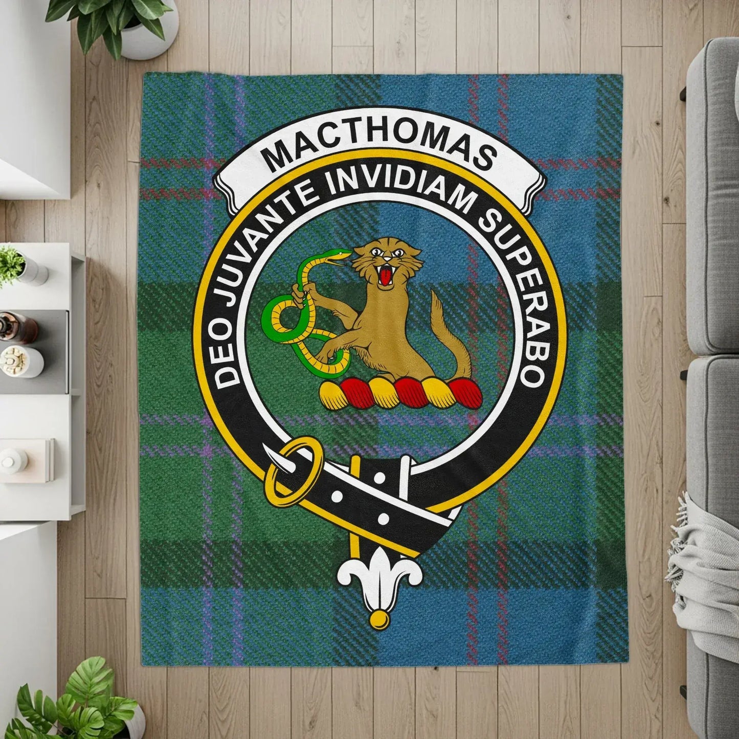 MacThomas Clan Crest Tartan Blanket Home Décor Product