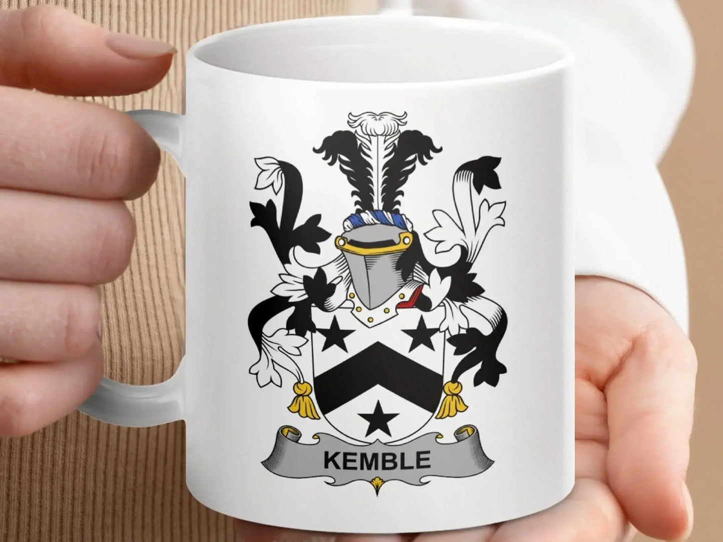 Kemble Family Crest Irish Coat Arms Surname Gift mug - Celtic Ancestry Gifts