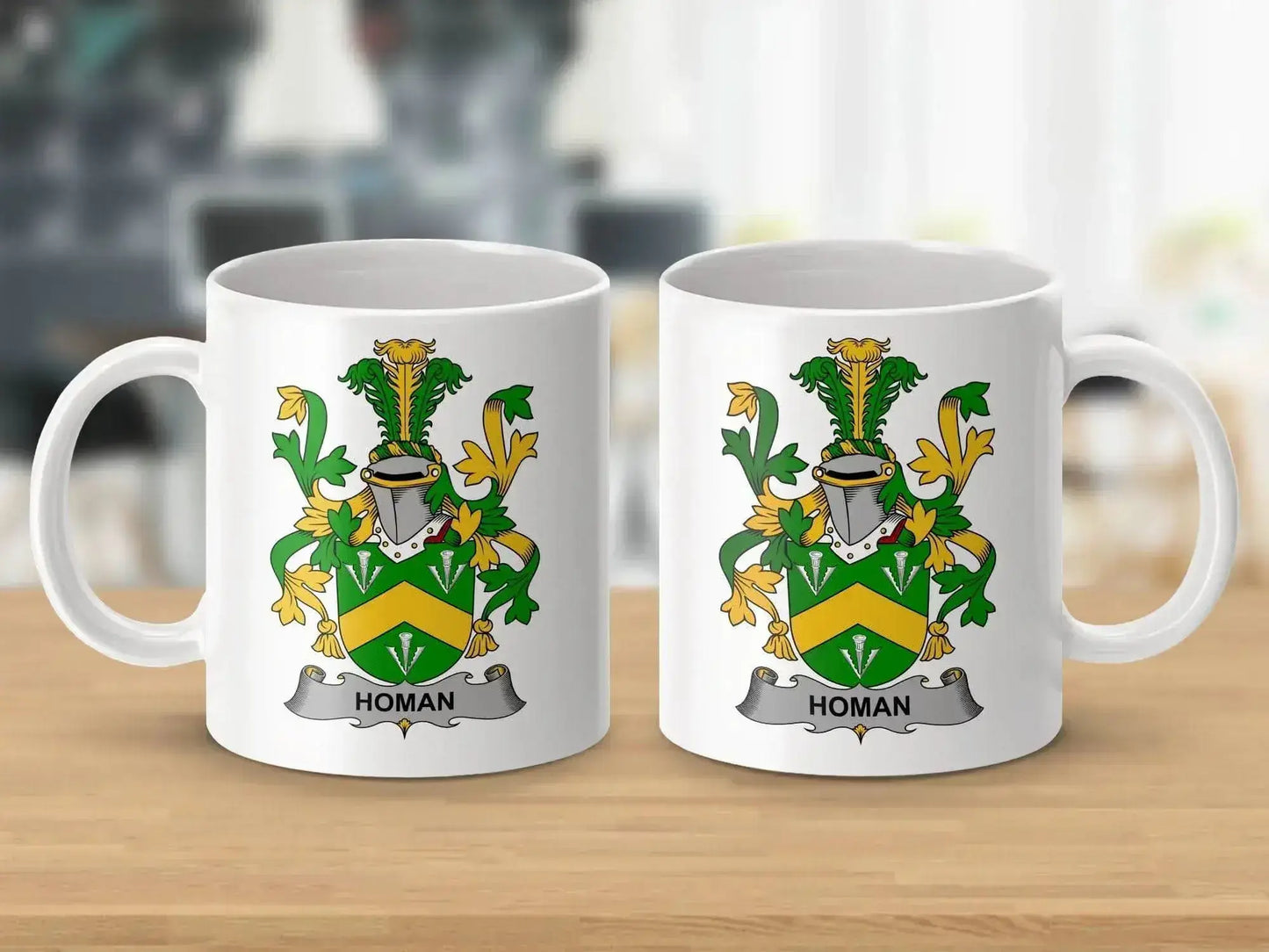 Homan Irish Family Crest Heraldry Last Name History Mug - Celtic Ancestry Gifts