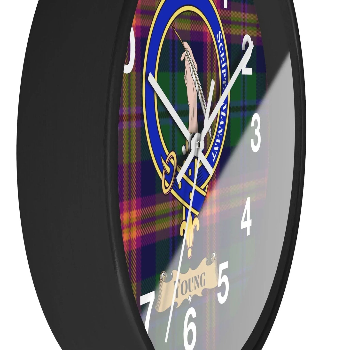 Clan Young Scottish Tartan Wall Clock - Celtic Ancestry Gifts