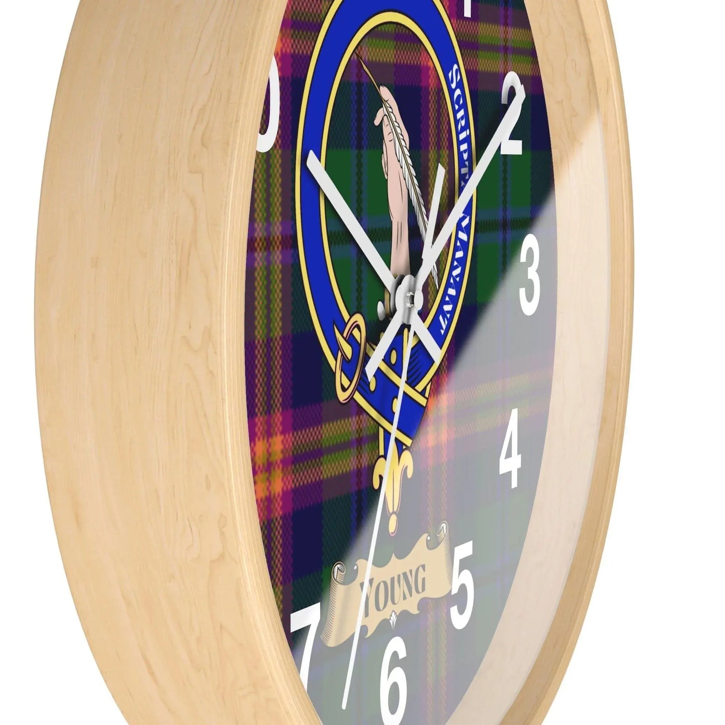 Clan Young Scottish Tartan Wall Clock - Celtic Ancestry Gifts