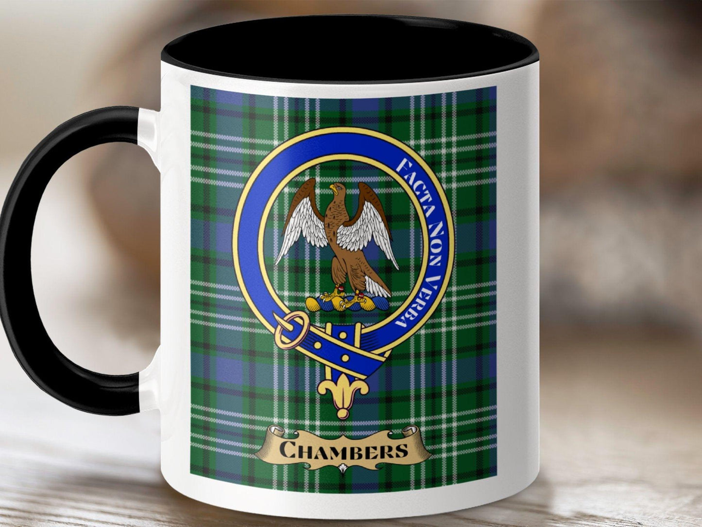 Chambers Clan Scottish Tartan Crest Mug - Celtic Ancestry Gifts