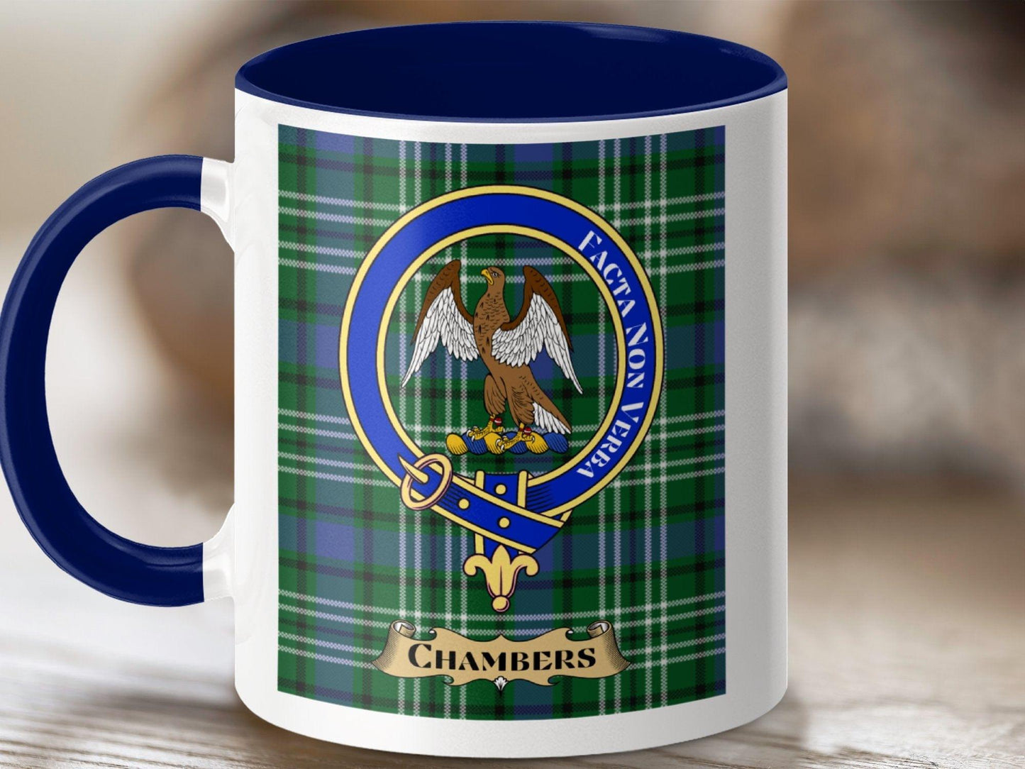 Chambers Clan Scottish Tartan Crest Mug - Celtic Ancestry Gifts