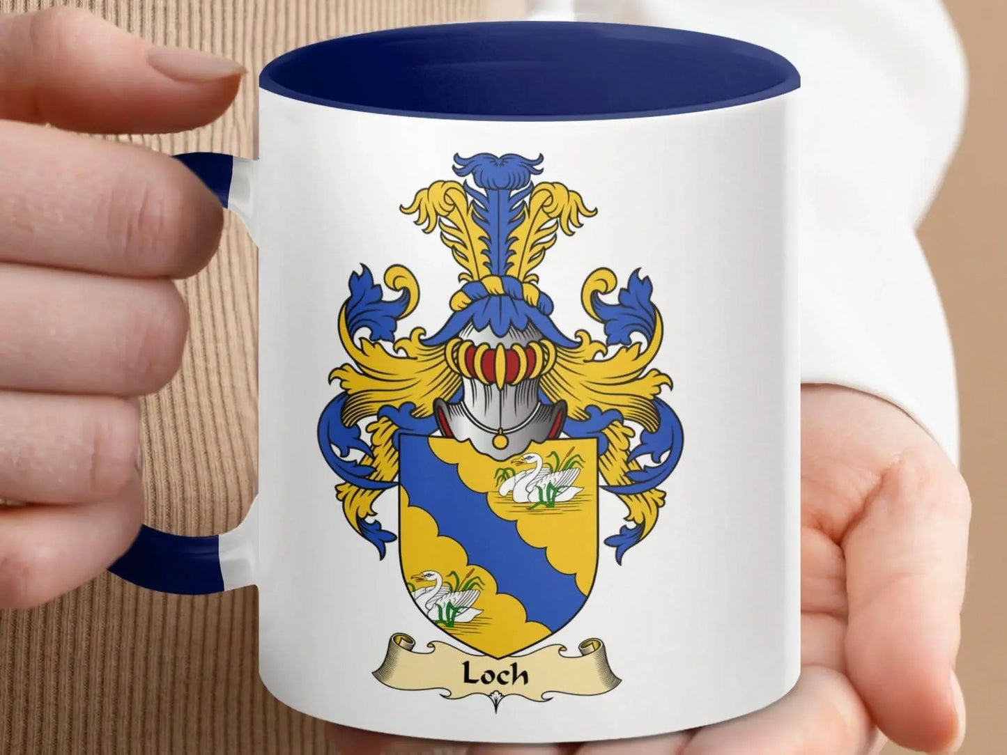 Loch Family Crest Heraldic Design Coffee Mug - Celtic Ancestry Gifts