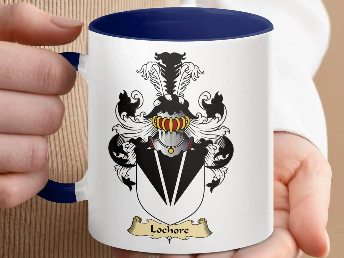 Lochore Family Crest Coat of Arms Ceramic Mug - Celtic Ancestry Gifts