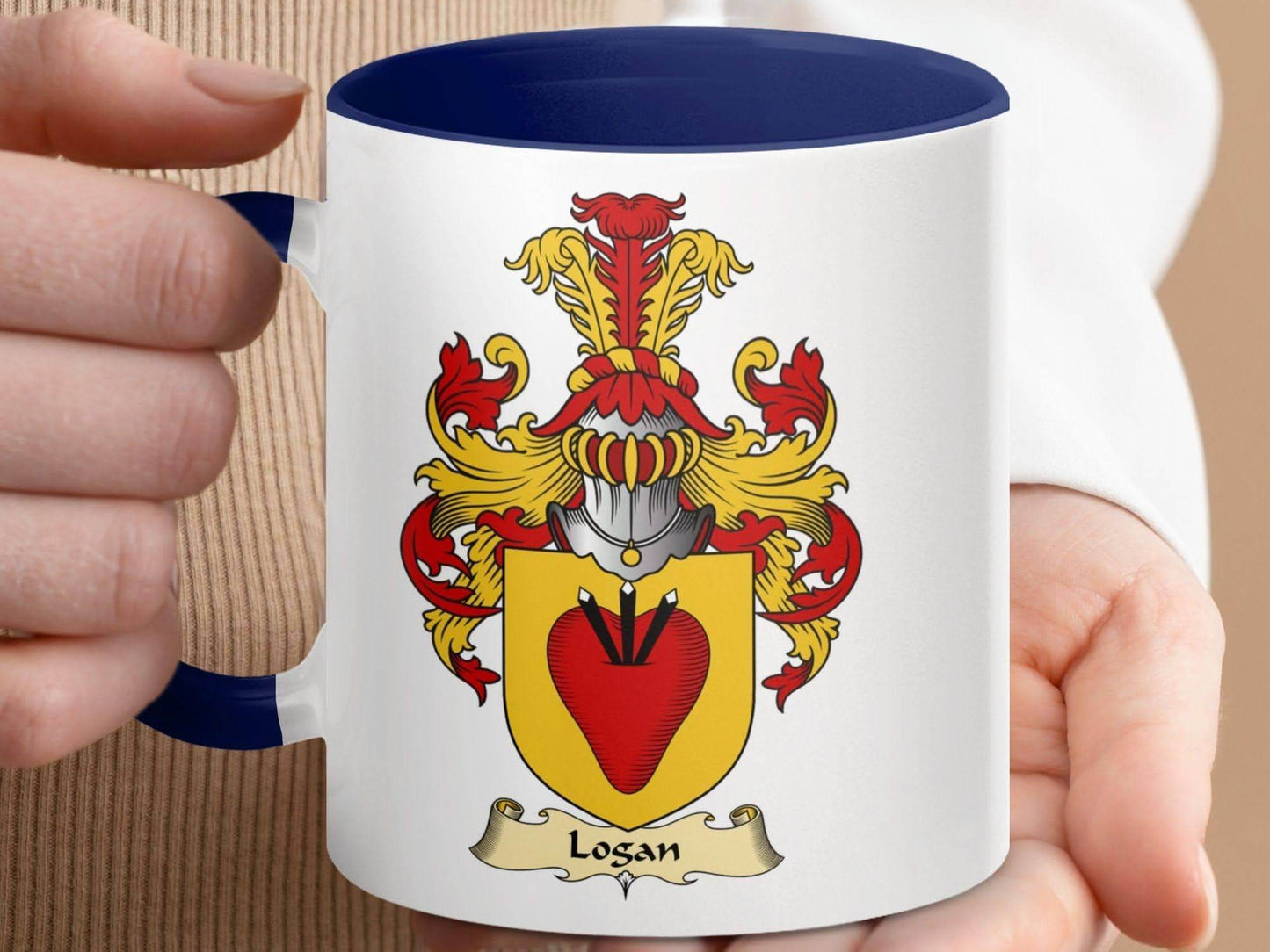 Logan Family Crest Coat of Arms Accent Coffee Mug - Celtic Ancestry Gifts