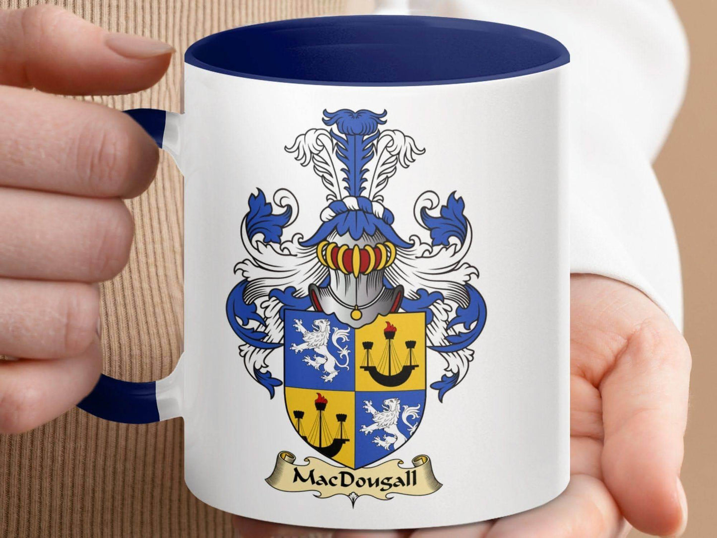 MacDougall Clan Family Crest Emblem Accent Coffee Mug - Celtic Ancestry Gifts