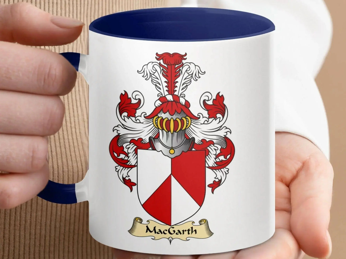 MacGarth Family Crest Heraldic Design Accent Coffee Mug - Celtic Ancestry Gifts