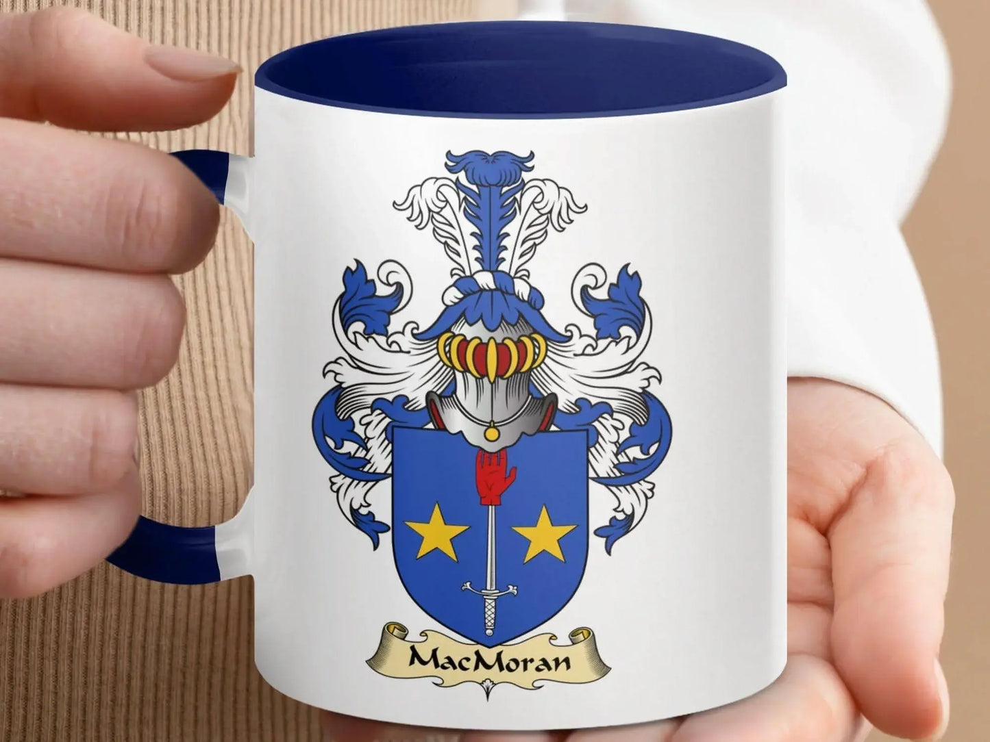 MacMoran Family Crest Coat of Arms Ceramic Coffee Mug - Celtic Ancestry Gifts