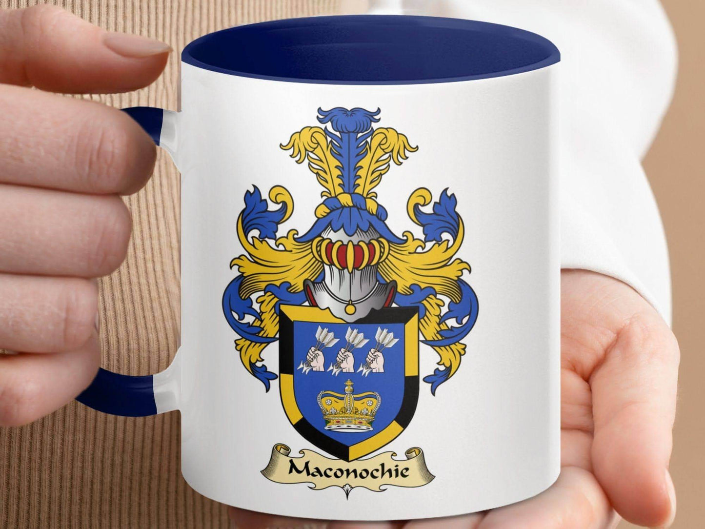 Maconochie Family Crest Coat of Arms Accent Coffee Mug - Celtic Ancestry Gifts