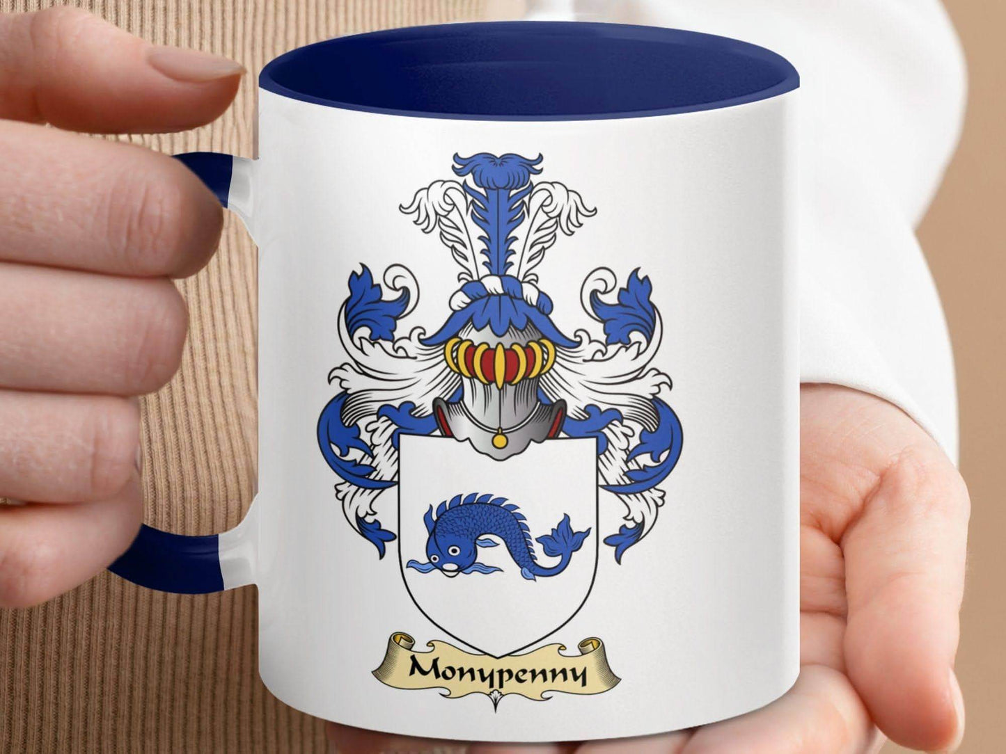 Montreuil Family Crest Historic Design Accent Mug - Celtic Ancestry Gifts