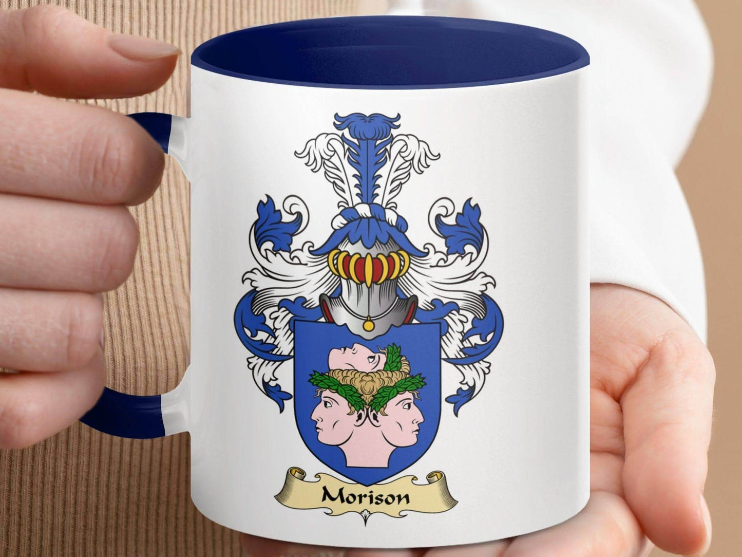 Morison Family Crest Blazon Heraldic Accent Mug - Celtic Ancestry Gifts