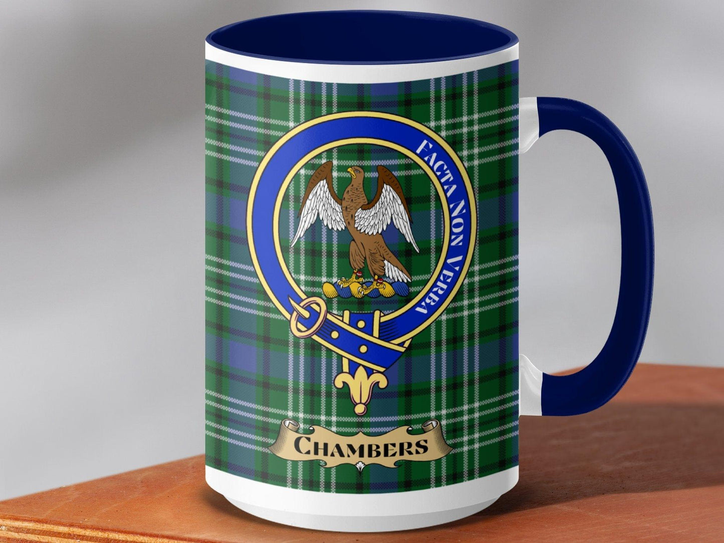 Chambers Clan Scottish Tartan Crest Mug - Celtic Ancestry Gifts
