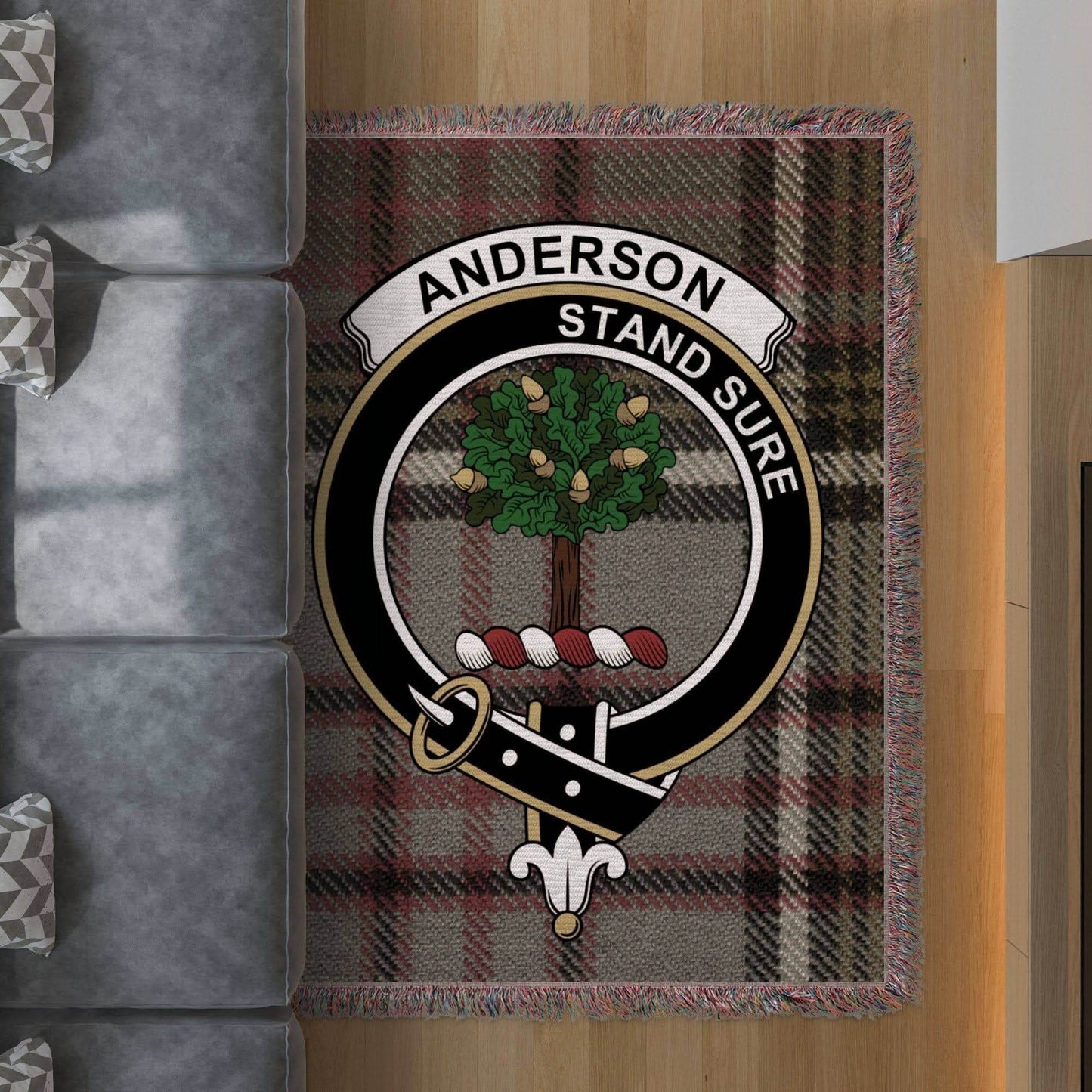 Anderson Clan Crest Tartan Scottish Woven Blanket - Celtic Ancestry Gifts