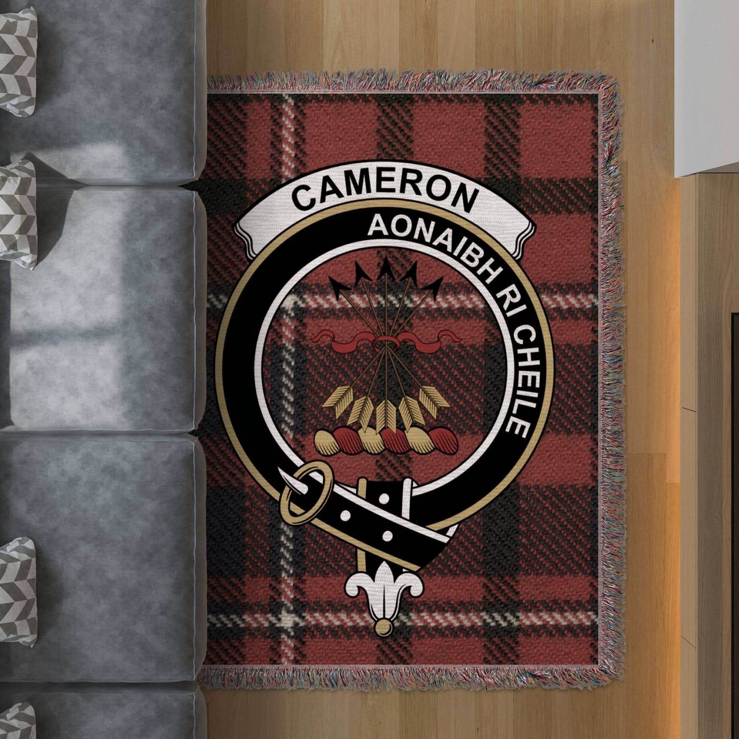Cameron Clan Crest Heritage Tartan Scottish Woven Blanket - Celtic Ancestry Gifts