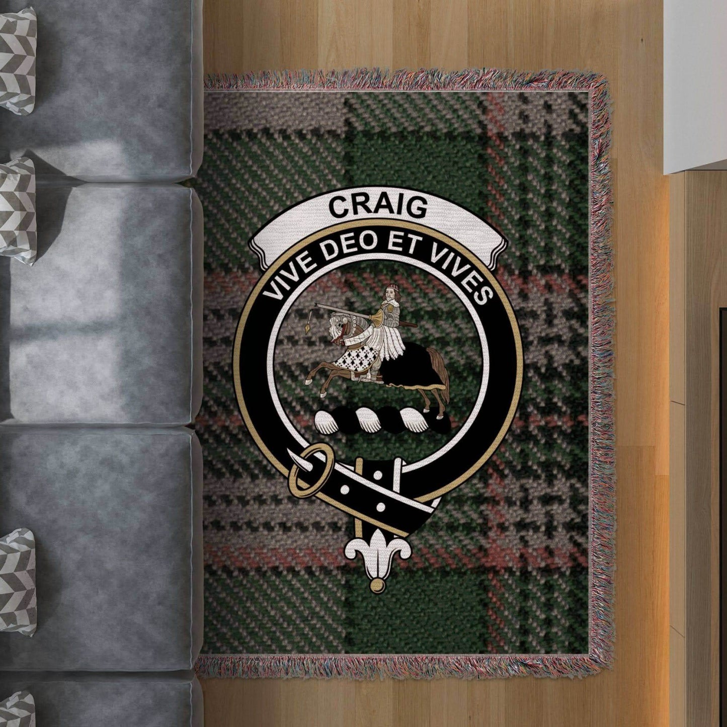 Craig Clan Crest Tartan Scottish Woven Blanket - Celtic Ancestry Gifts