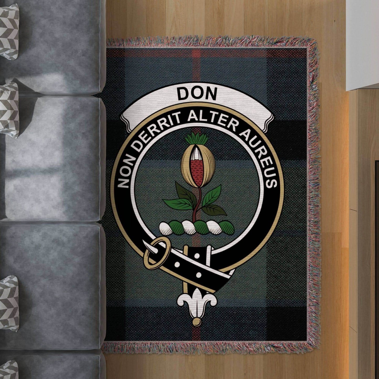 Don Clan Crest Tartan Scottish Heritage Woven Blanket - Celtic Ancestry Gifts