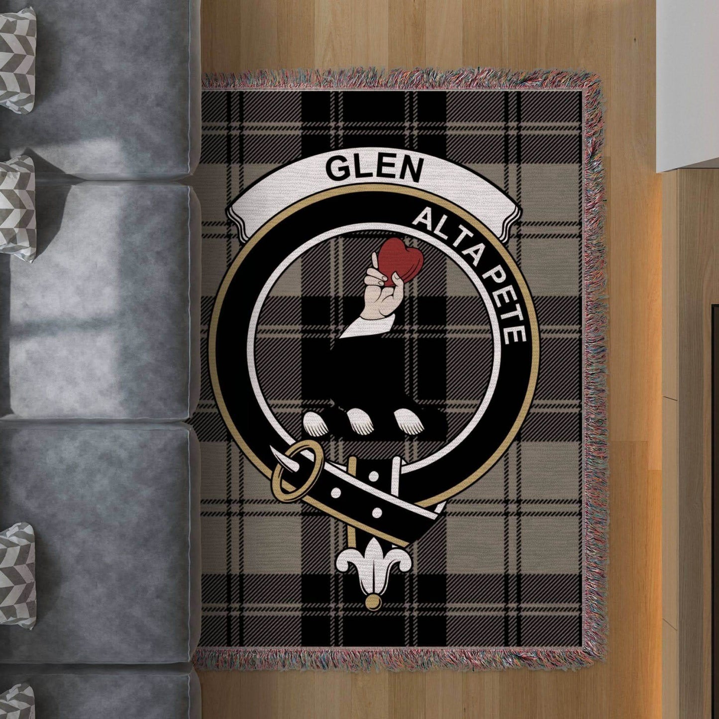 Glen Clan Crest Tartan Scottish Woven Blanket - Celtic Ancestry Gifts