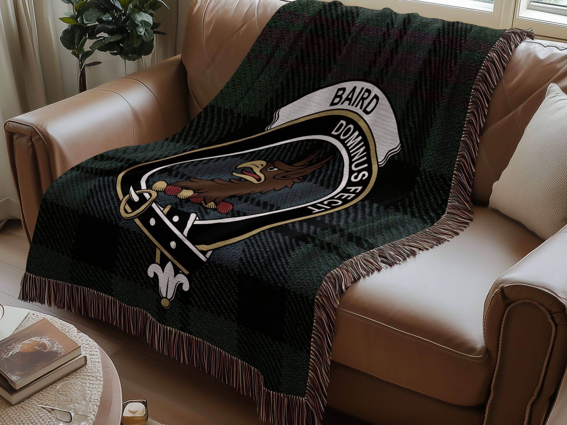 Baird Clan Crest Tartan Scottish Woven Blanket - Celtic Ancestry Gifts
