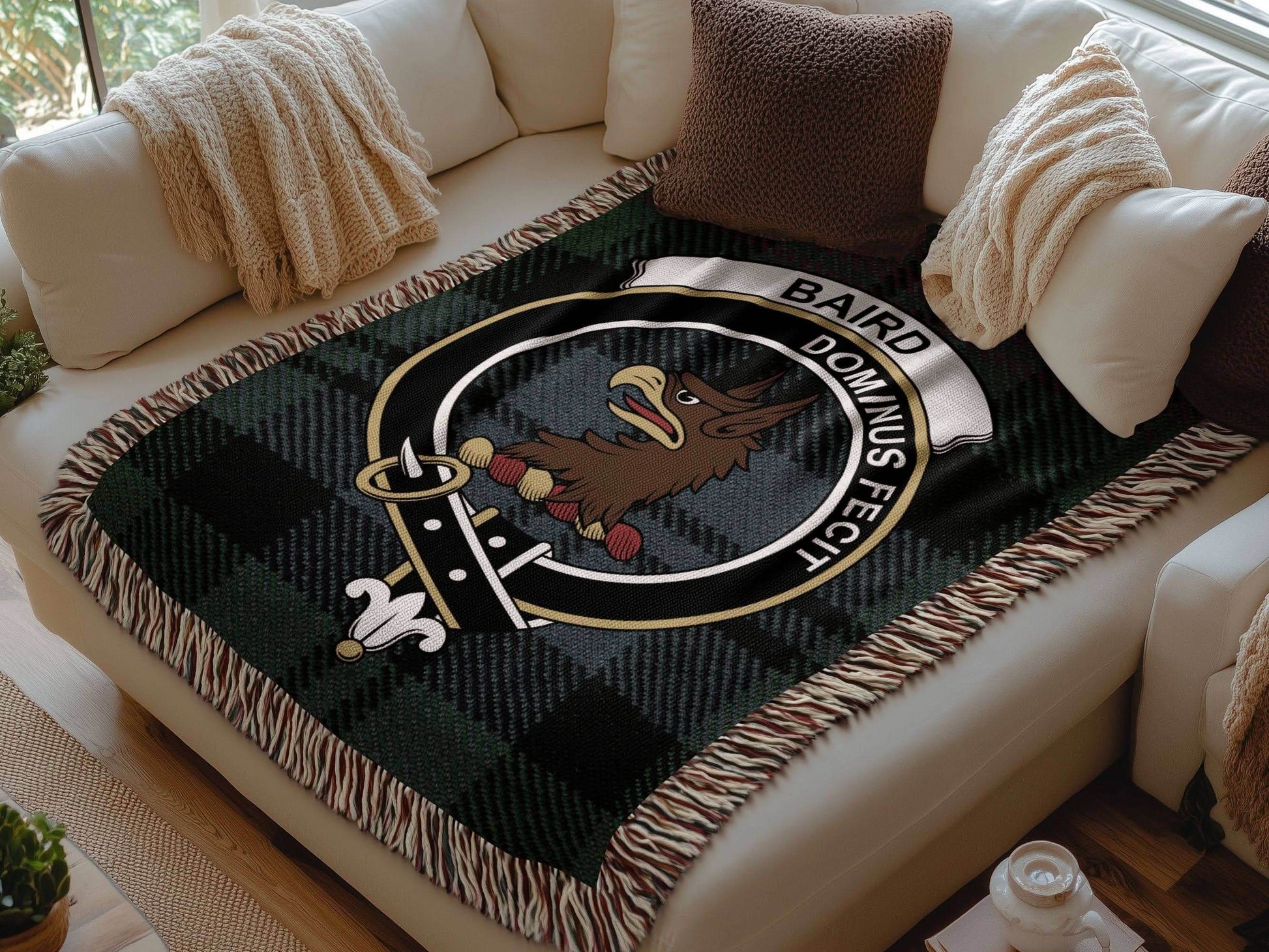 Baird Clan Crest Tartan Scottish Woven Blanket - Celtic Ancestry Gifts