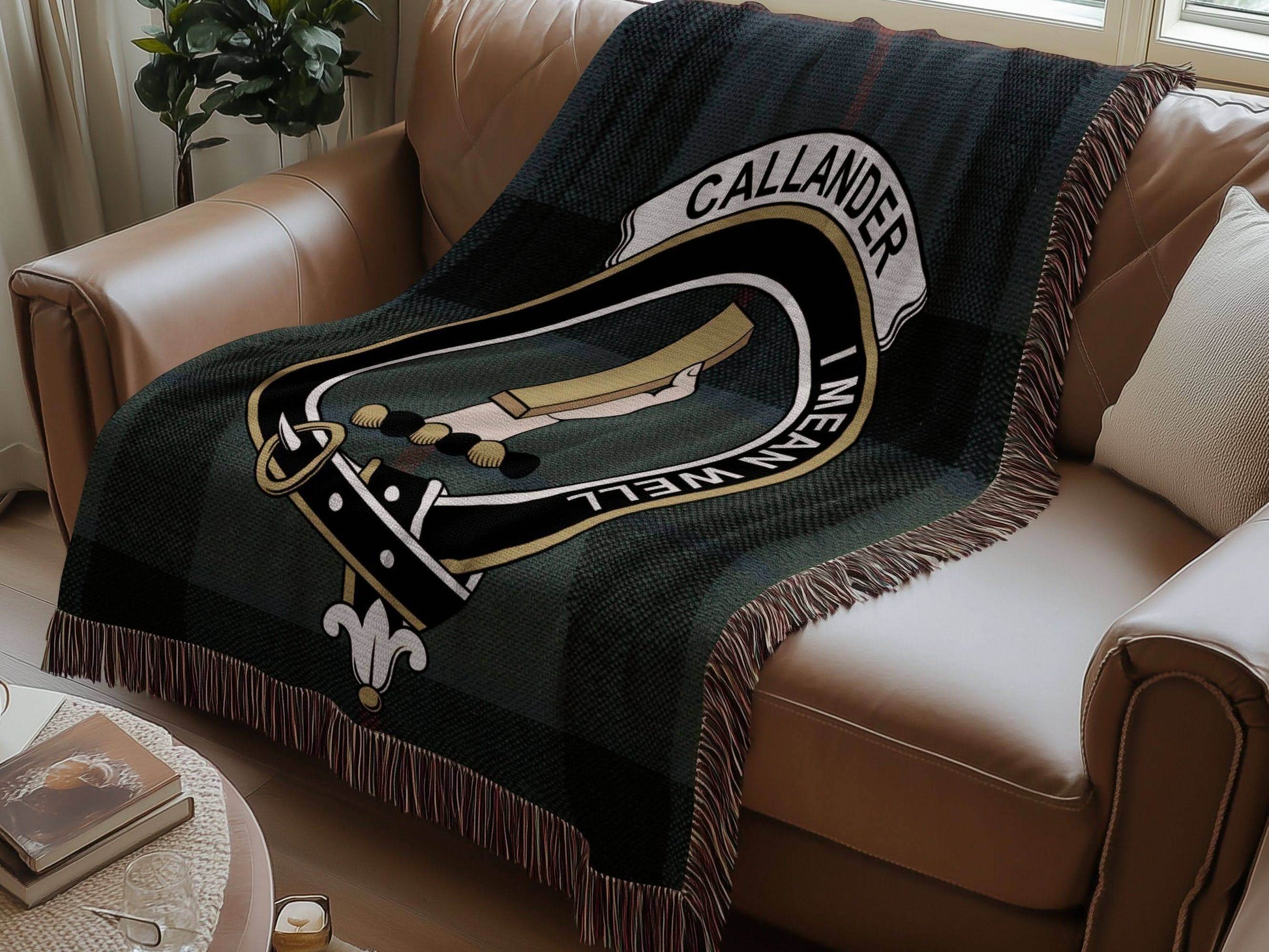 Callander Clan Crest Tartan Scottish Woven Blanket - Celtic Ancestry Gifts