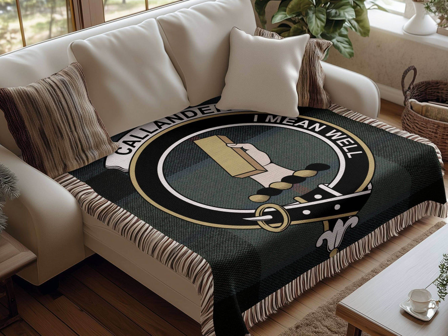 Callander Clan Crest Tartan Scottish Woven Blanket - Celtic Ancestry Gifts