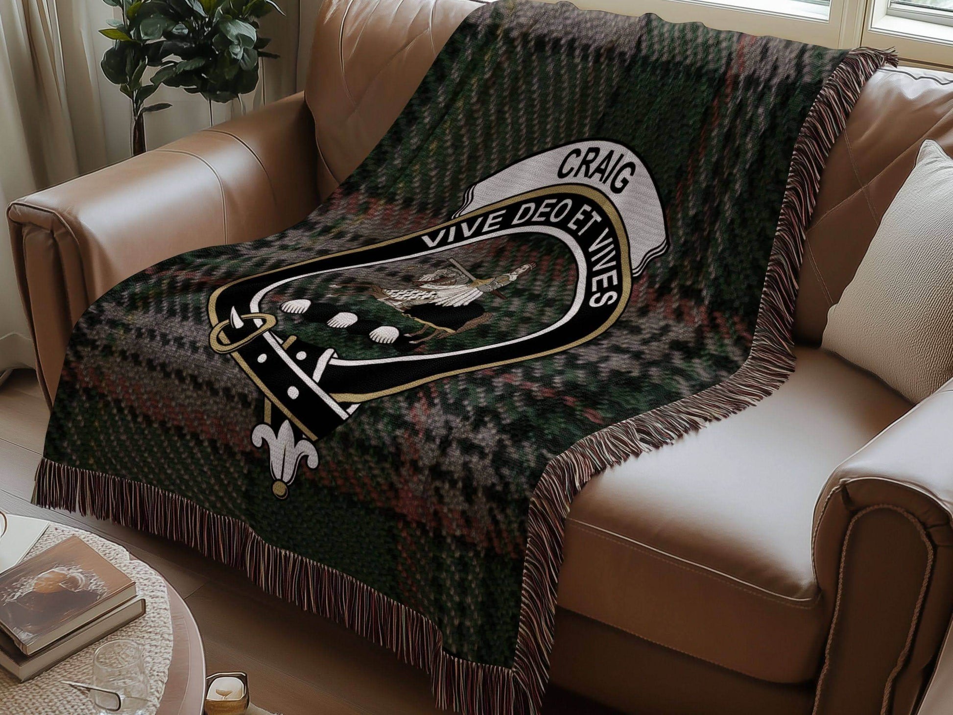 Craig Clan Crest Tartan Scottish Woven Blanket - Celtic Ancestry Gifts