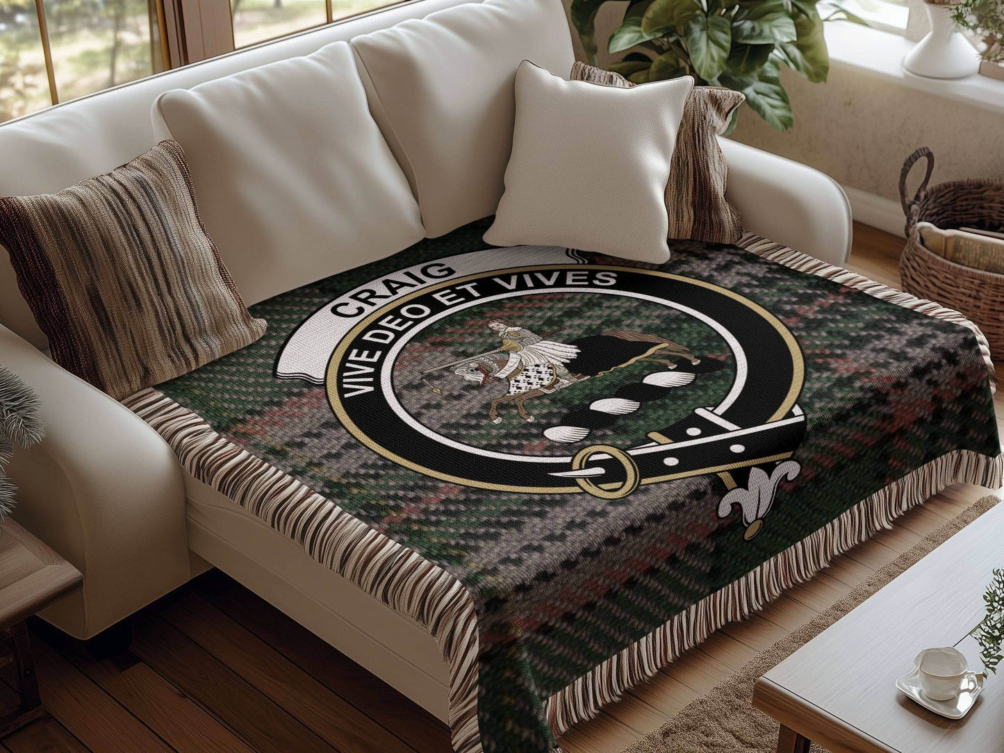 Craig Clan Crest Tartan Scottish Woven Blanket - Celtic Ancestry Gifts