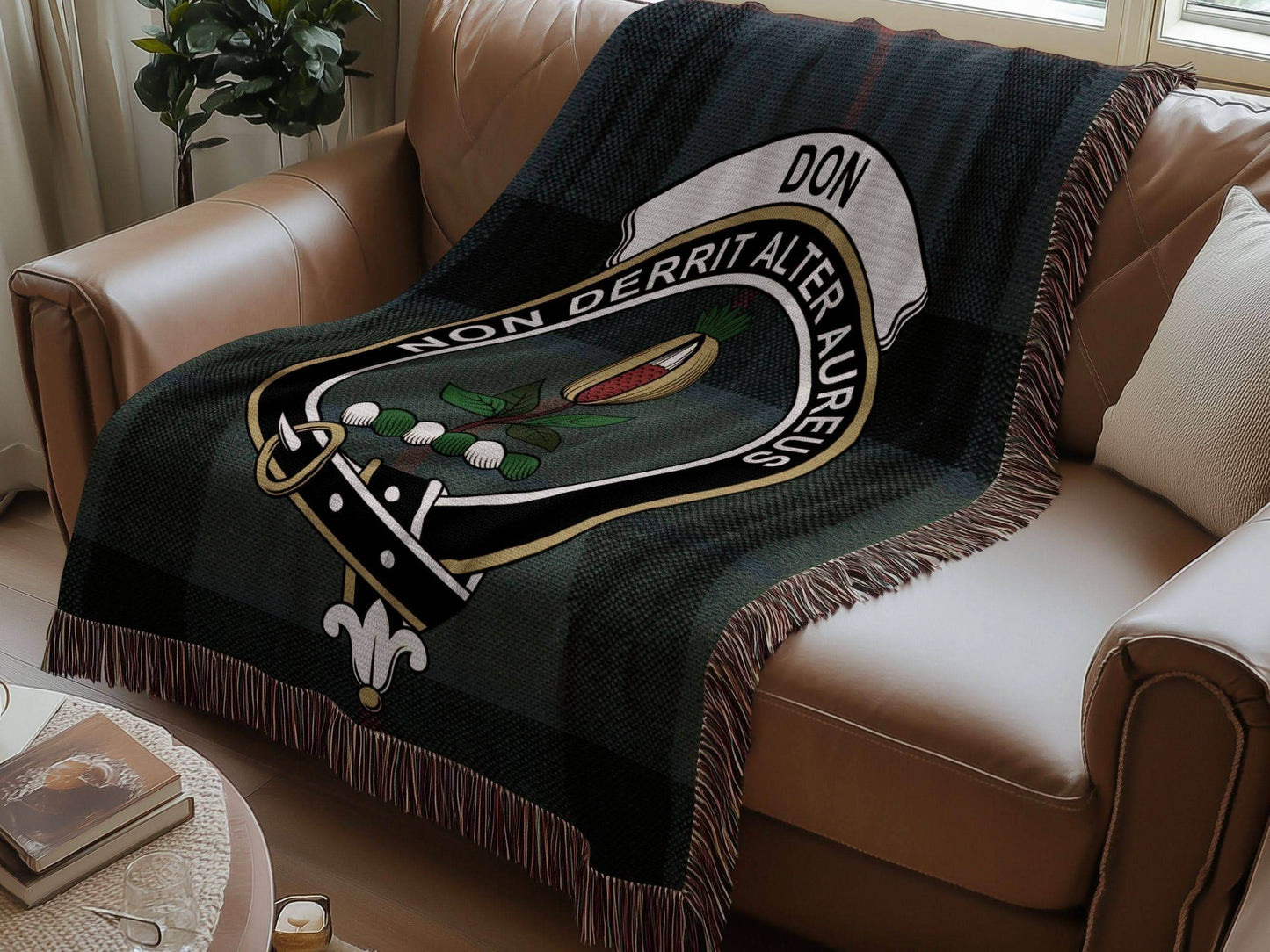 Don Clan Crest Tartan Scottish Heritage Woven Blanket - Celtic Ancestry Gifts