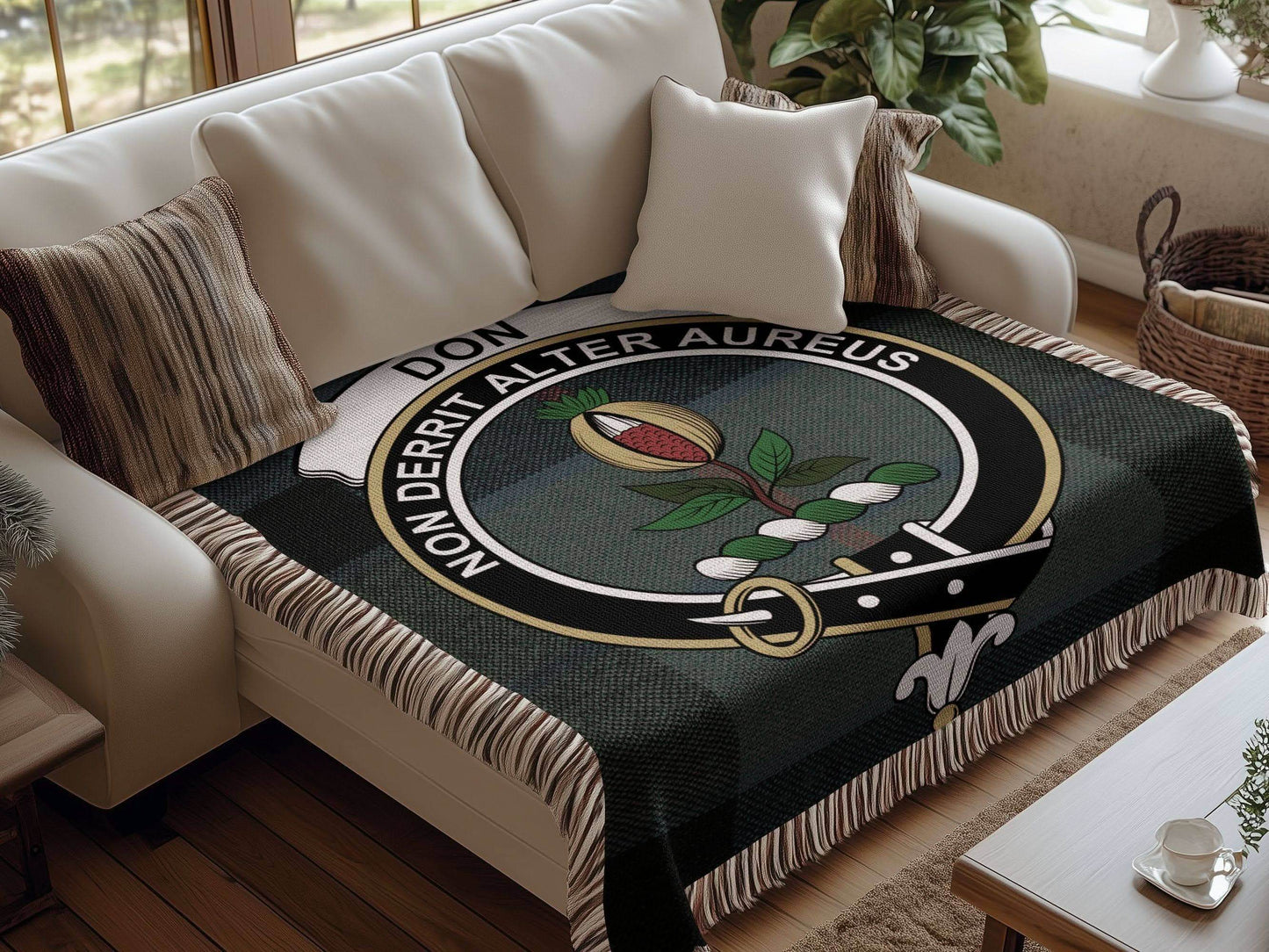Don Clan Crest Tartan Scottish Heritage Woven Blanket - Celtic Ancestry Gifts