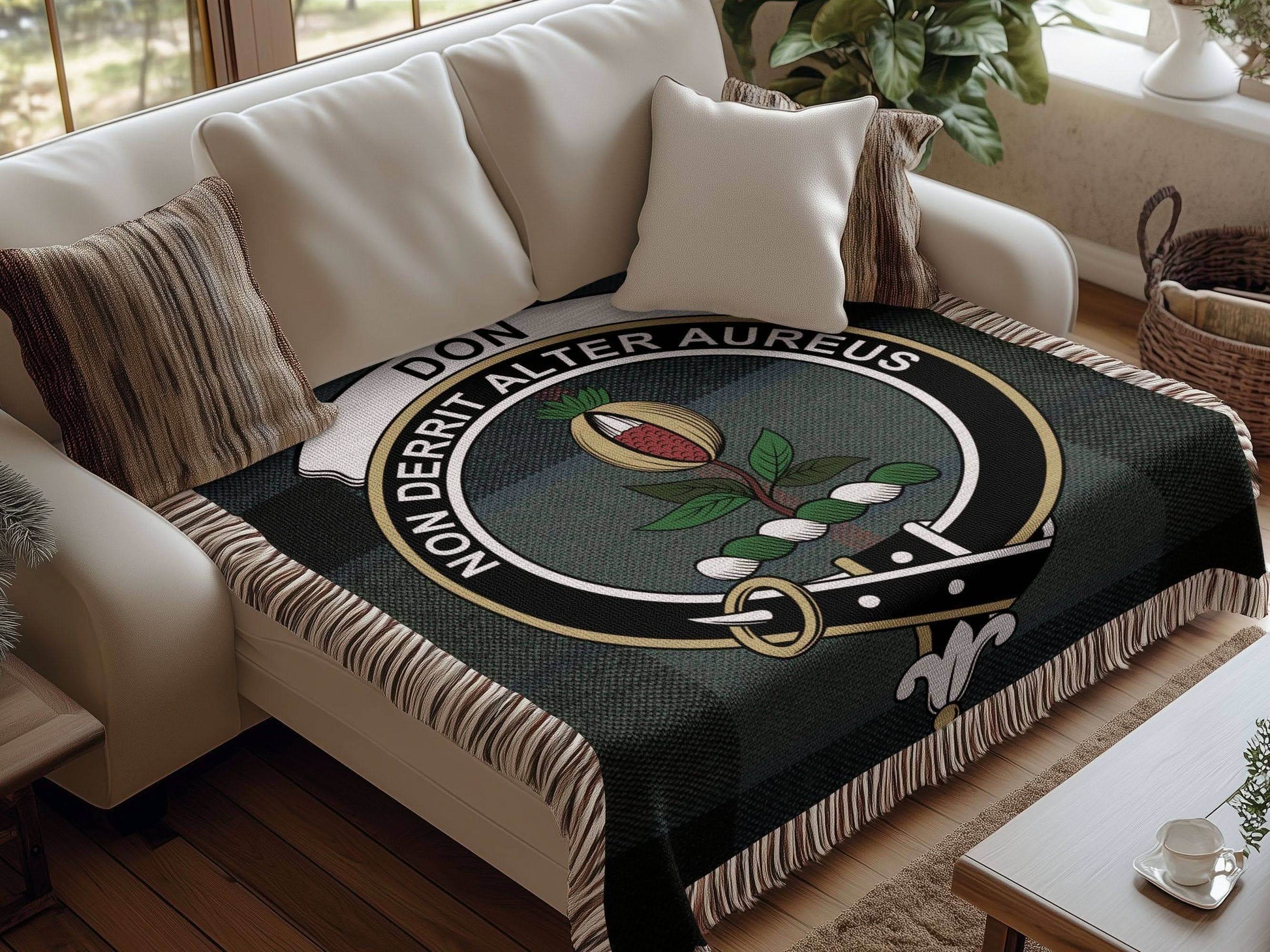 Don Clan Crest Tartan Scottish Heritage Woven Blanket - Celtic Ancestry Gifts