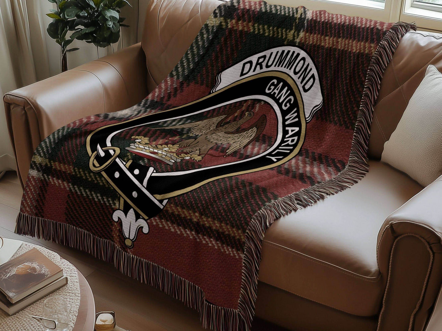 Drummond Gang Warily Clan Crest Tartan Woven Blanket - Celtic Ancestry Gifts
