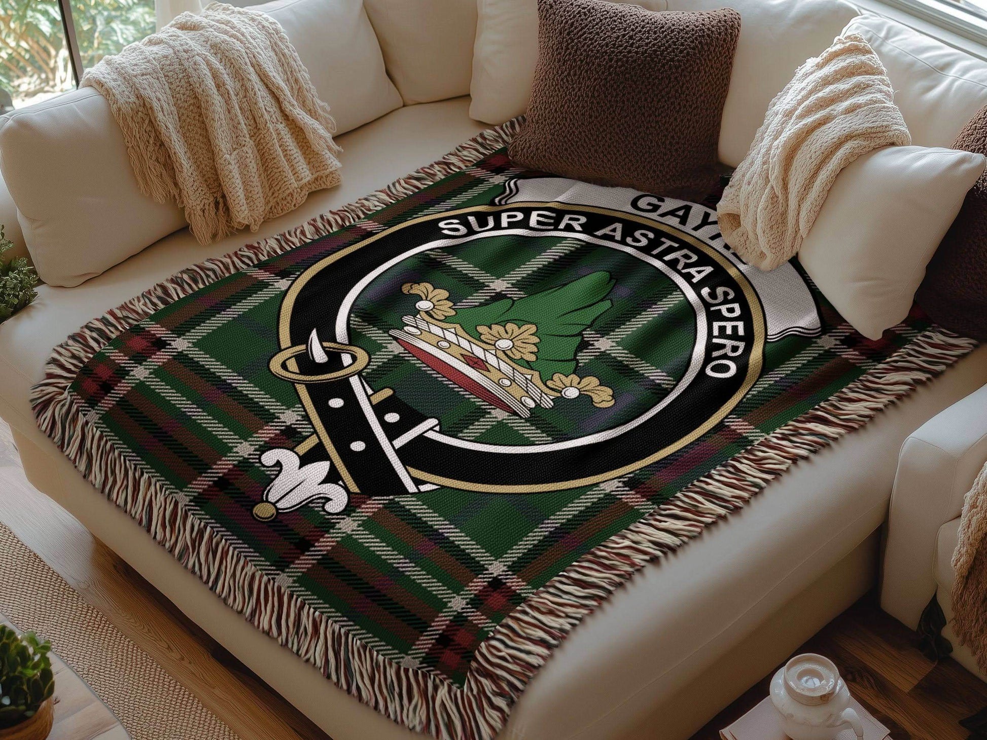 Gayre Clan Crest Tartan Scottish Woven Blanket - Celtic Ancestry Gifts
