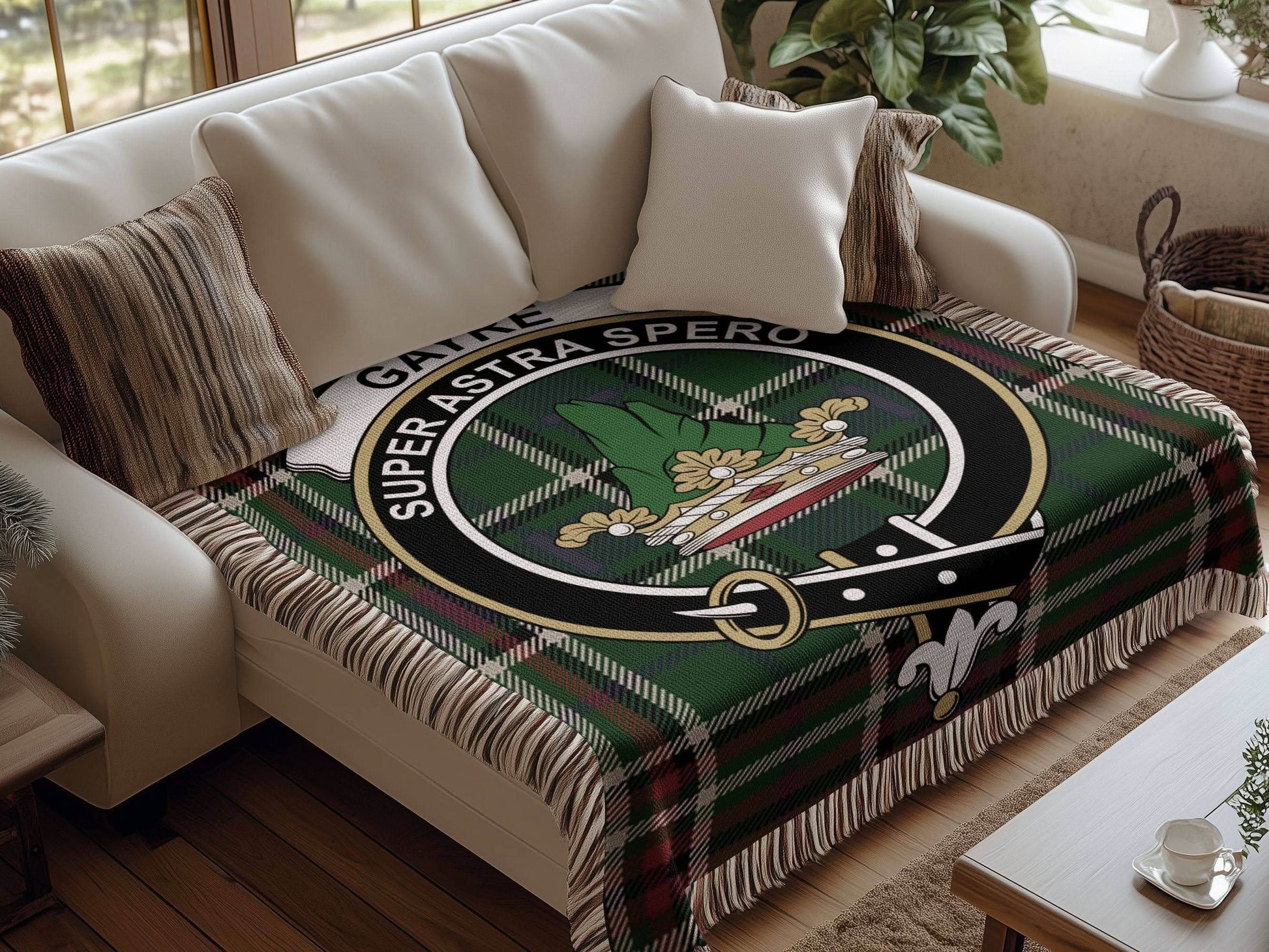 Gayre Clan Crest Tartan Scottish Woven Blanket - Celtic Ancestry Gifts