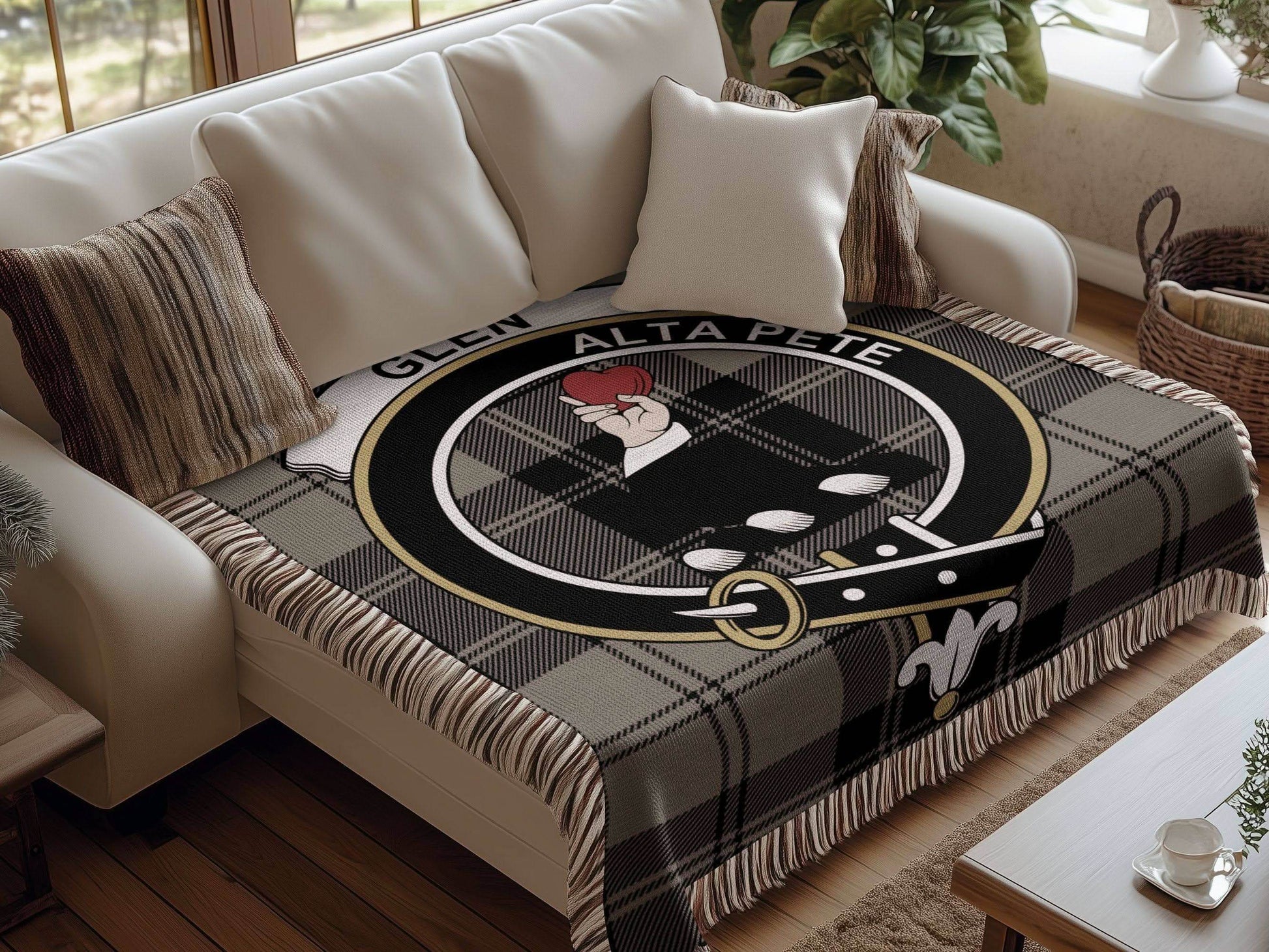 Glen Clan Crest Tartan Scottish Woven Blanket - Celtic Ancestry Gifts