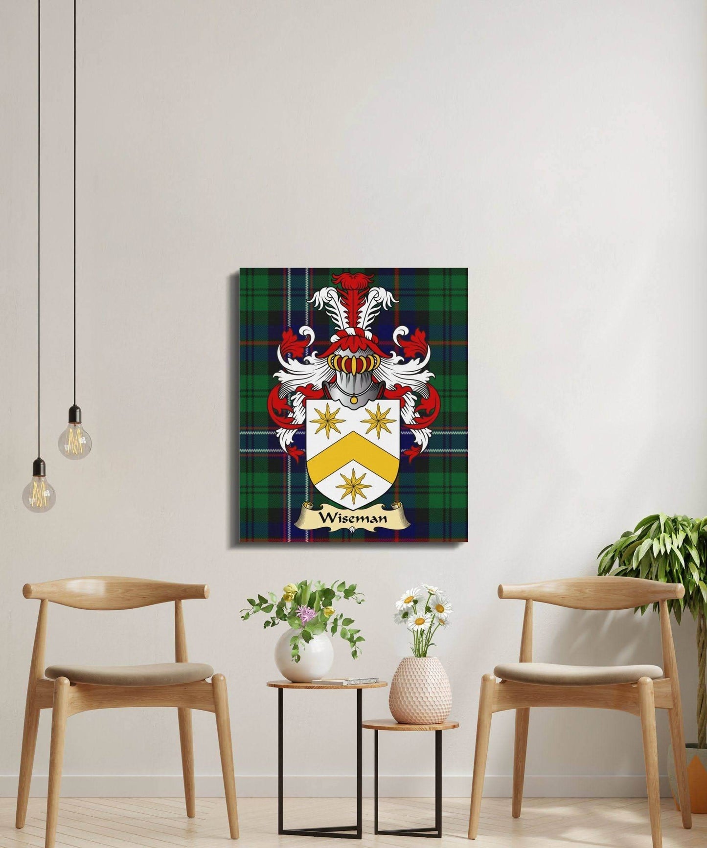 Wiseman Clan Coat of Arms Tartan Canvas Wrap - Celtic Ancestry Gifts
