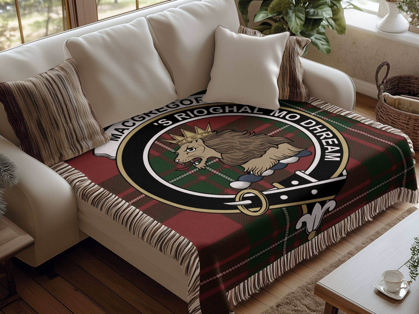 MacGregor Clan Crest Tartan Scottish Woven Blanket - Celtic Ancestry Gifts