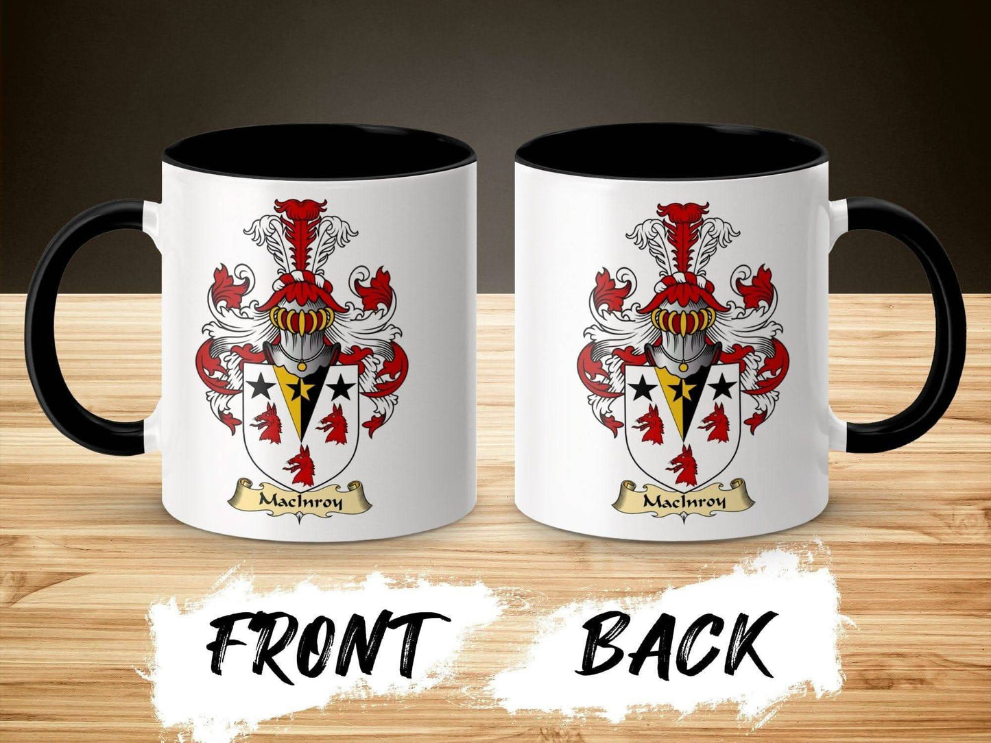 Machinroy Family Crest Features Red and Gold Mug - Celtic Ancestry Gifts