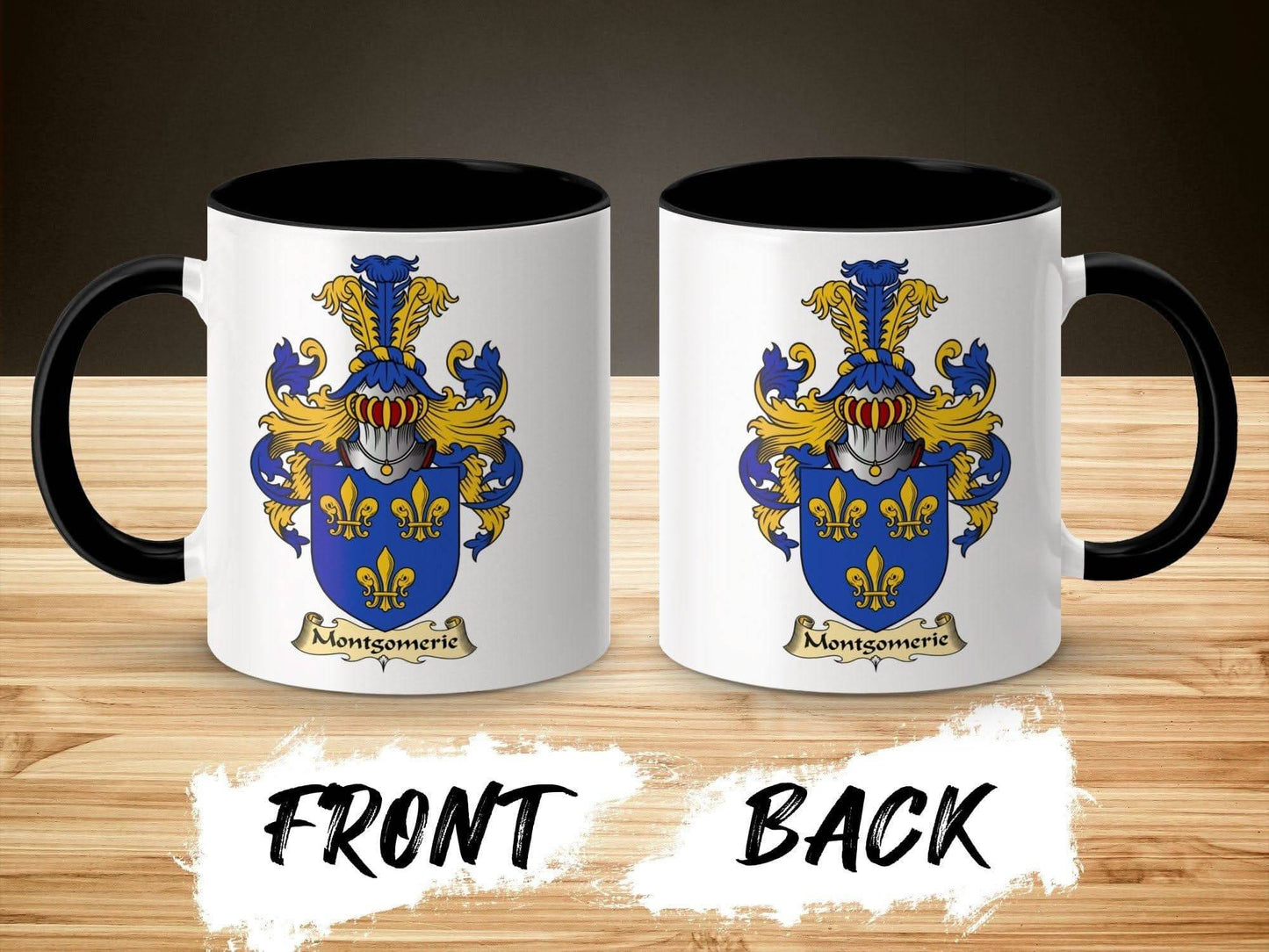 Montgomerie Family Crest Royal Blue Accent Coffee Mug - Celtic Ancestry Gifts