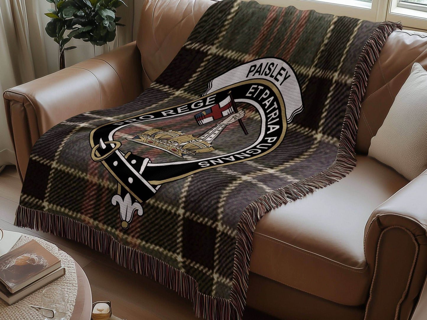 Paisley Clan Crest Tartan Scottish Woven Blanket - Celtic Ancestry Gifts