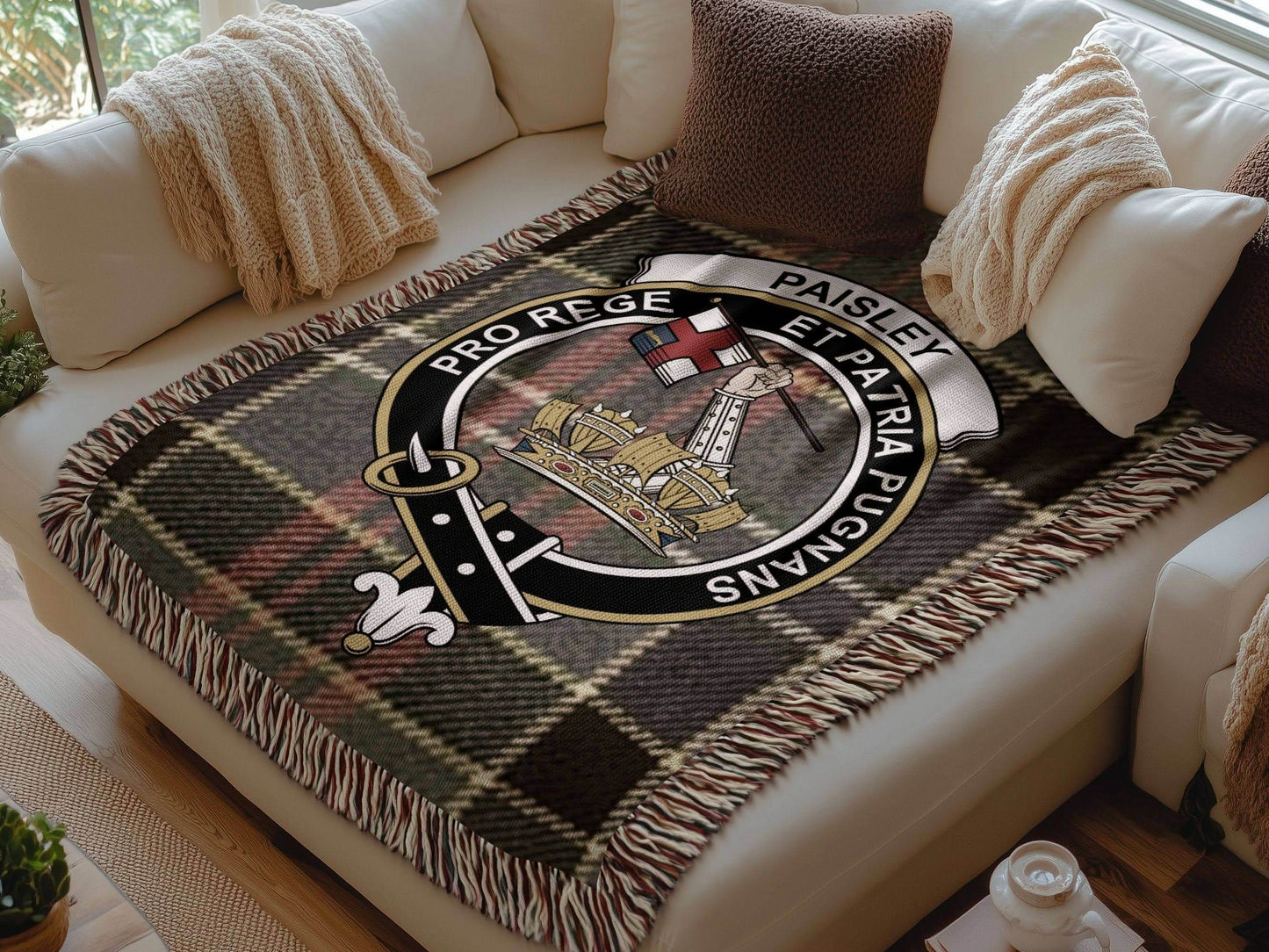 Paisley Clan Crest Tartan Scottish Woven Blanket - Celtic Ancestry Gifts