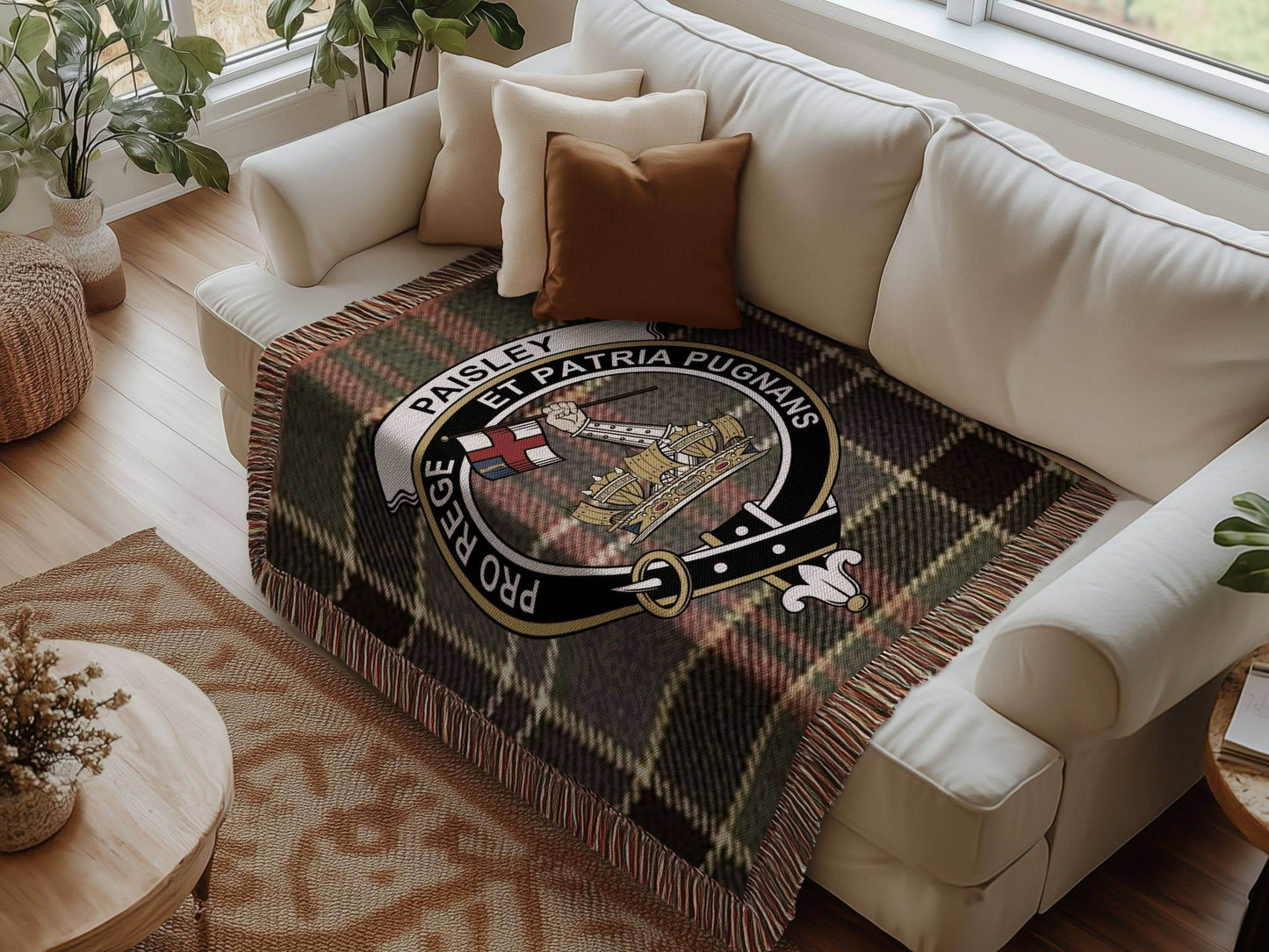 Paisley Clan Crest Tartan Scottish Woven Blanket - Celtic Ancestry Gifts