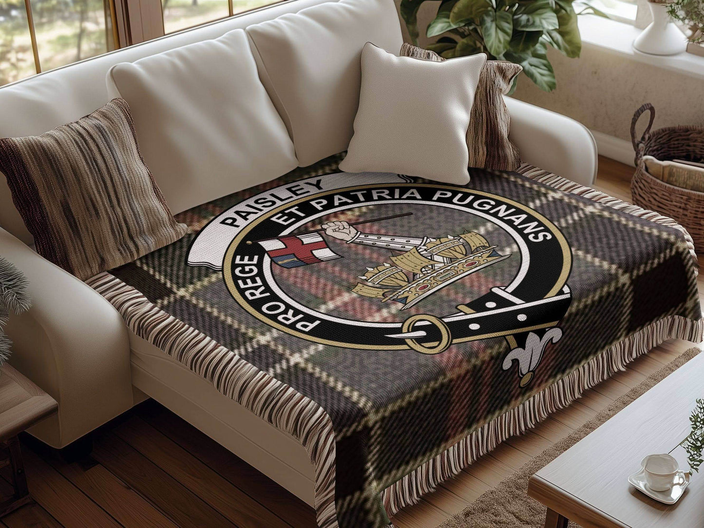 Paisley Clan Crest Tartan Scottish Woven Blanket - Celtic Ancestry Gifts